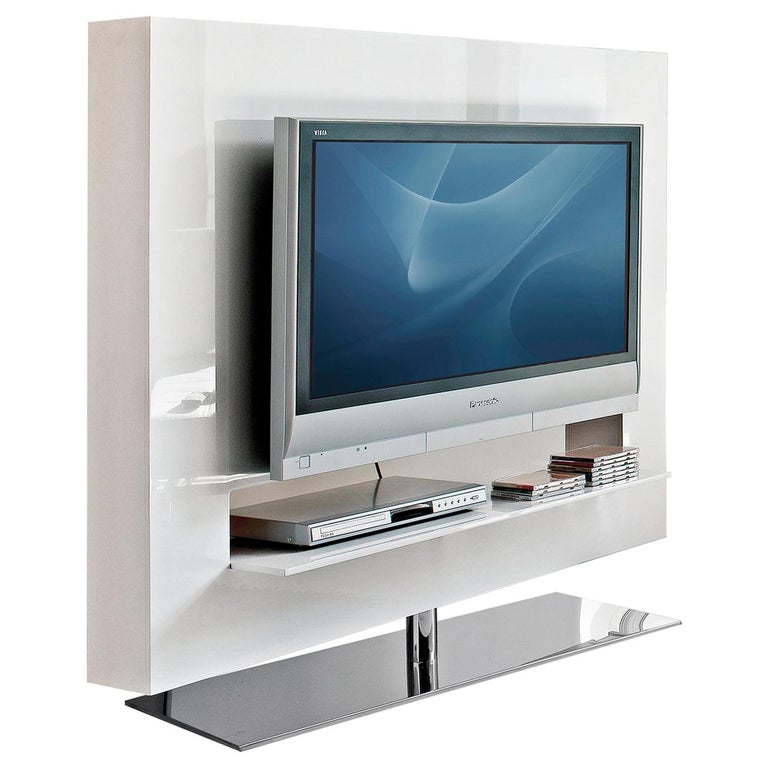 Bonaldo Panorama TV Unit in Lacquered Glossy White by Gino Carollo For