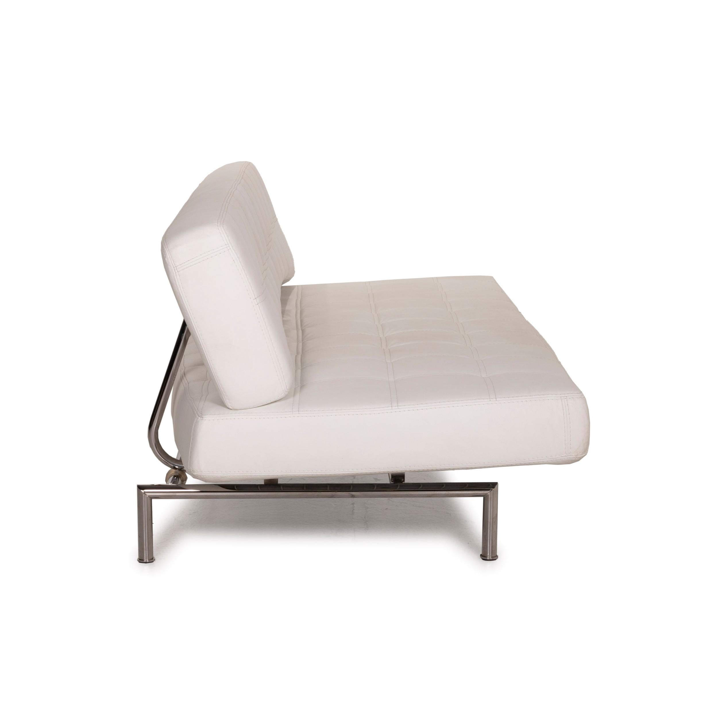 Bonaldo Pierrot King Leather Sofa White Three-Seater Sofa Bed Sleep Function 1