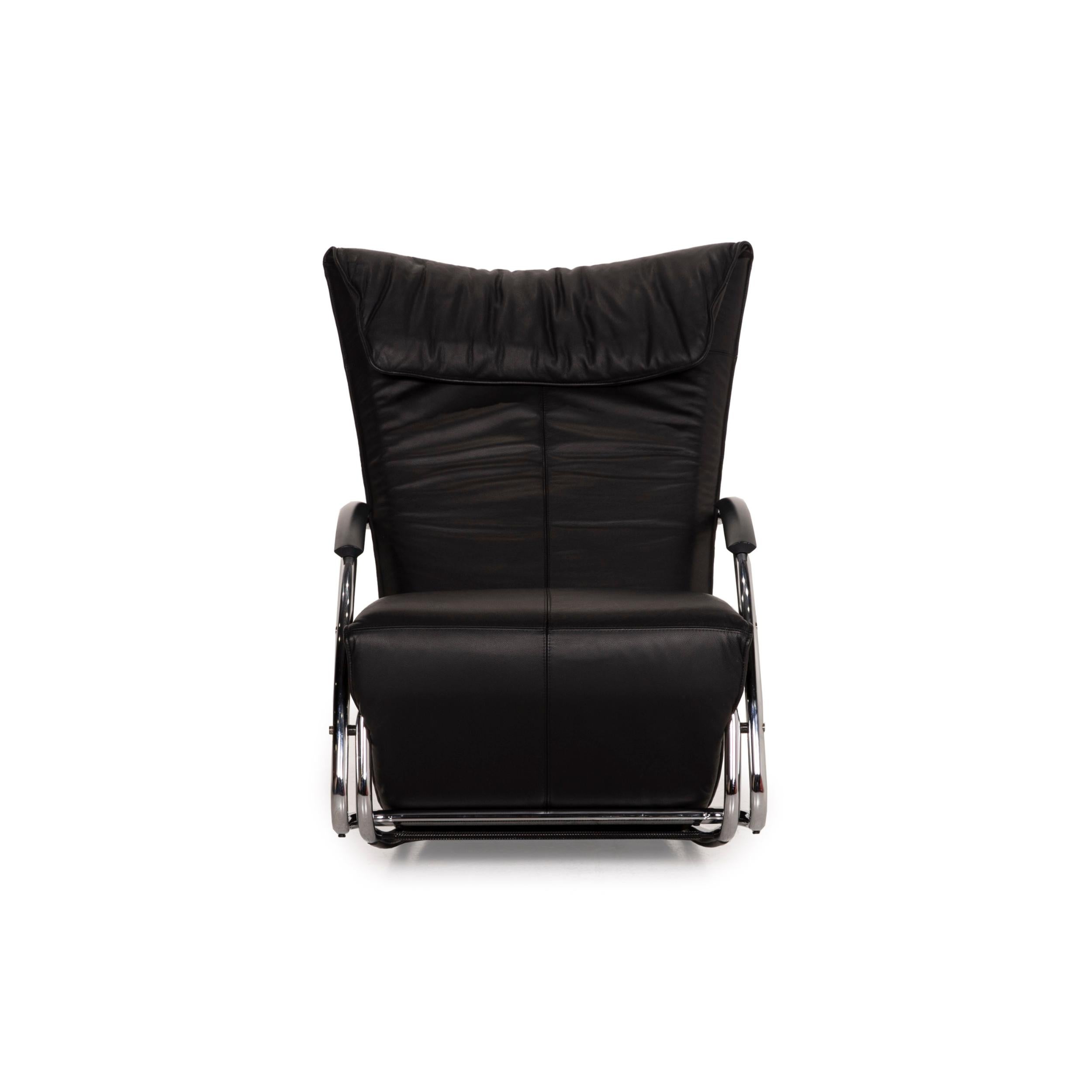 European Bonaldo Swing Plus Leather Armchair Black Reclining Function