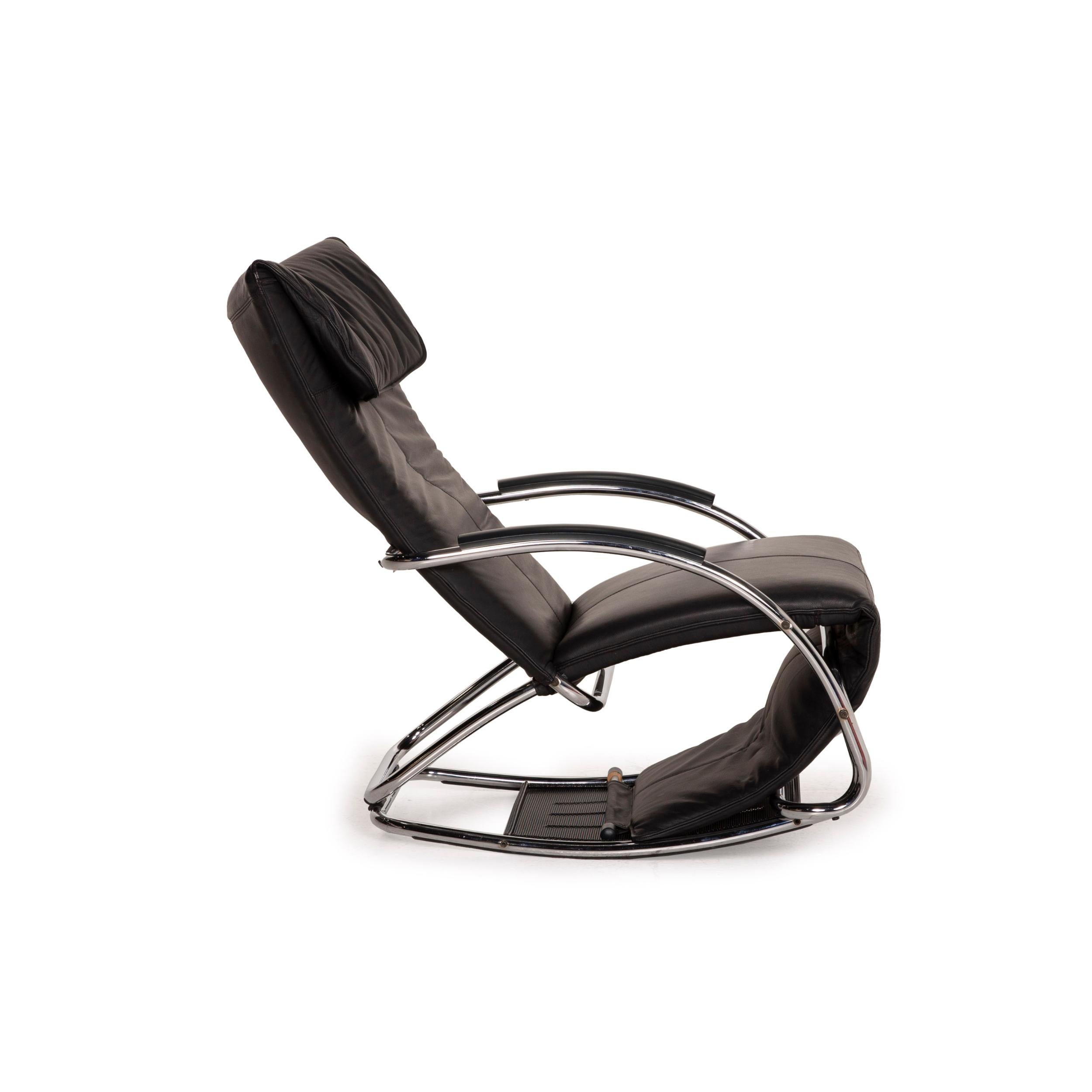Bonaldo Swing Plus Leather Armchair Black Reclining Function In Good Condition In Cologne, DE
