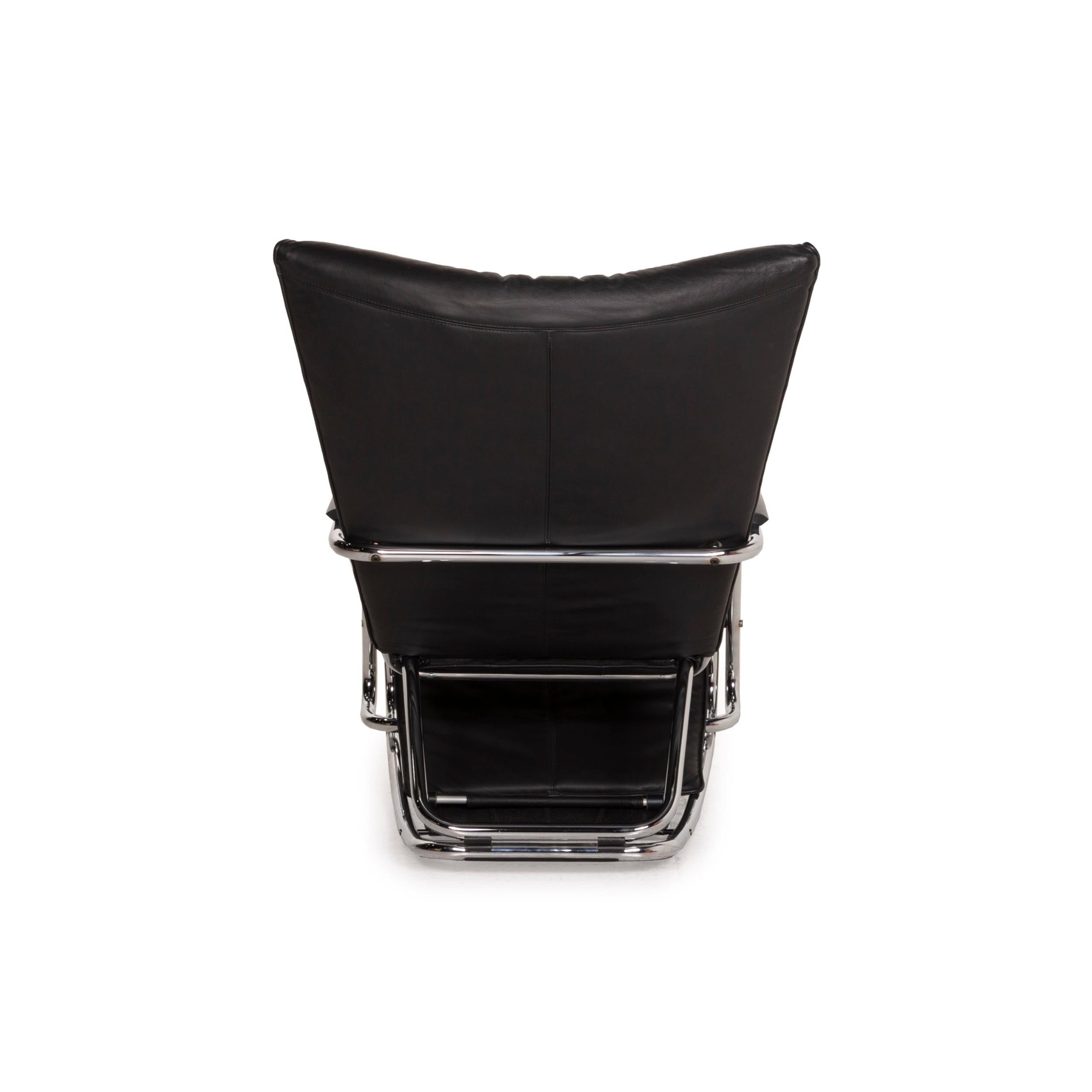 Contemporary Bonaldo Swing Plus Leather Armchair Black Reclining Function
