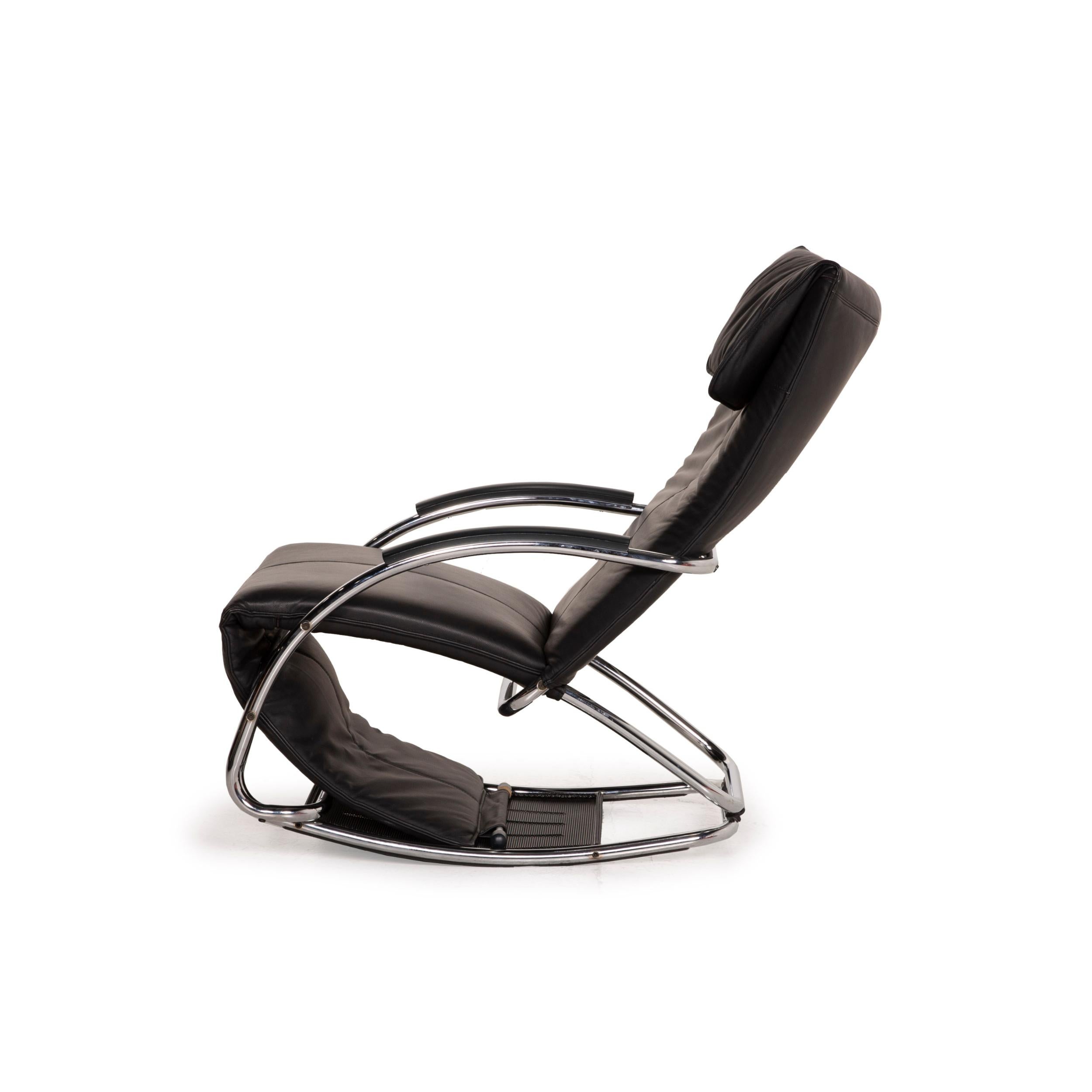 Bonaldo Swing Plus Leather Armchair Black Reclining Function 1