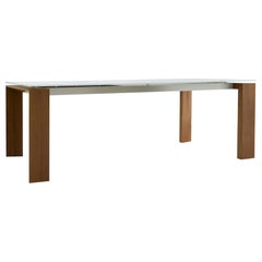 Bonaldo Twice Table in Glass with Wood Legs by Mauro Lipparini