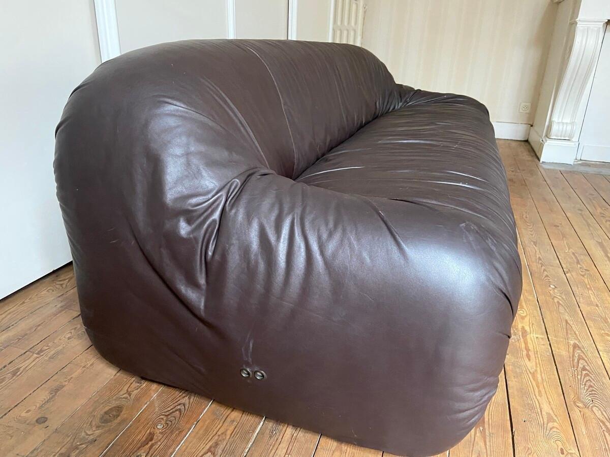 Leather Bonanza 3 seat sofa by Afra & Tobia Scarpa, for C&B, Italy, 1970's