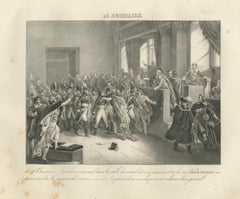 Bonaparte in the Council of Five Hundred, Antique Madou Lithograph, 1827