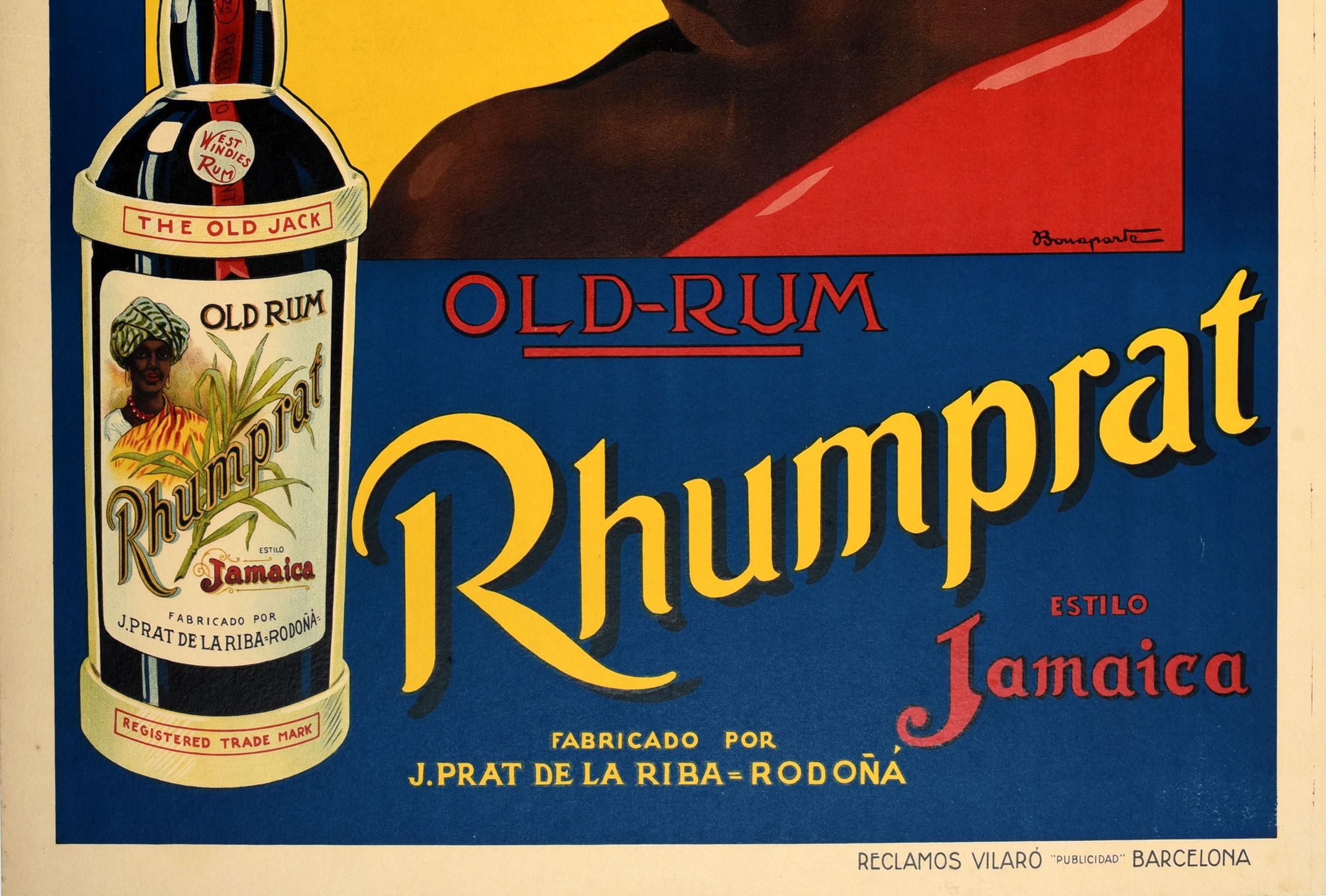 Cartel Antiguo Original Rhumprat Ron Jamaica El Viejo Jack Diseño Bebida Alcohólica - Print Naranja de Bonaparte