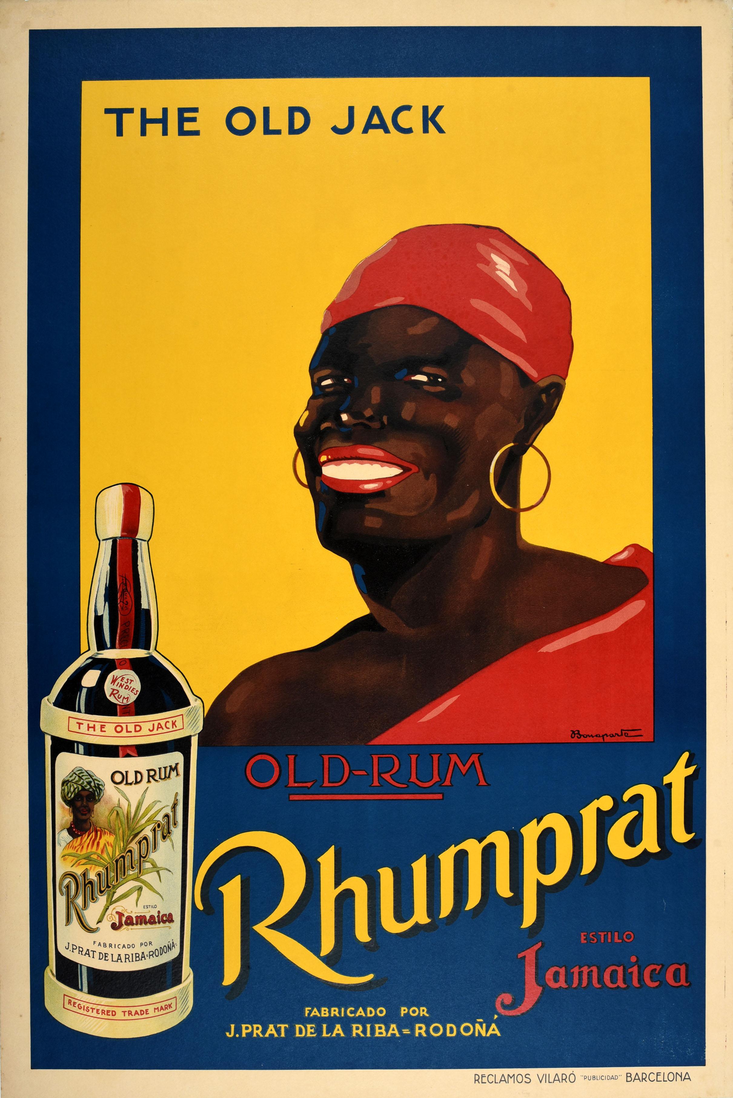 Bonaparte Print - Original Antique Poster Rhumprat Rum Jamaica The Old Jack Design Alcohol Drink