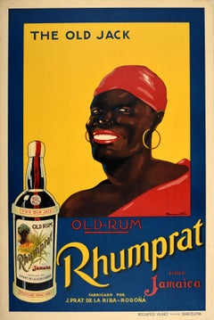 Original Antique Poster Rhumprat Rum Jamaica The Old Jack Design Alcohol Drink