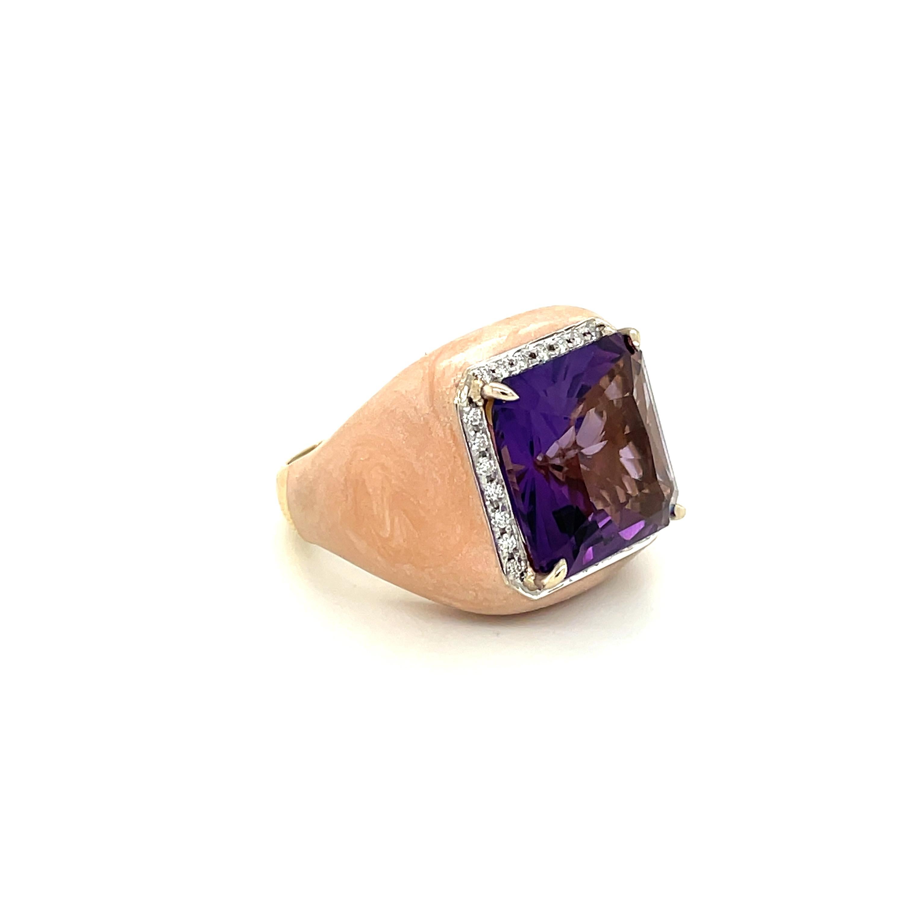 Women's Bonato & Massoni 18k White and Rose Gold Amethyst, Diamond and Enamel Statement For Sale