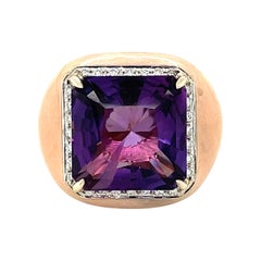 Bonato & Massoni 18k White and Rose Gold Amethyst, Diamond and Enamel Statement