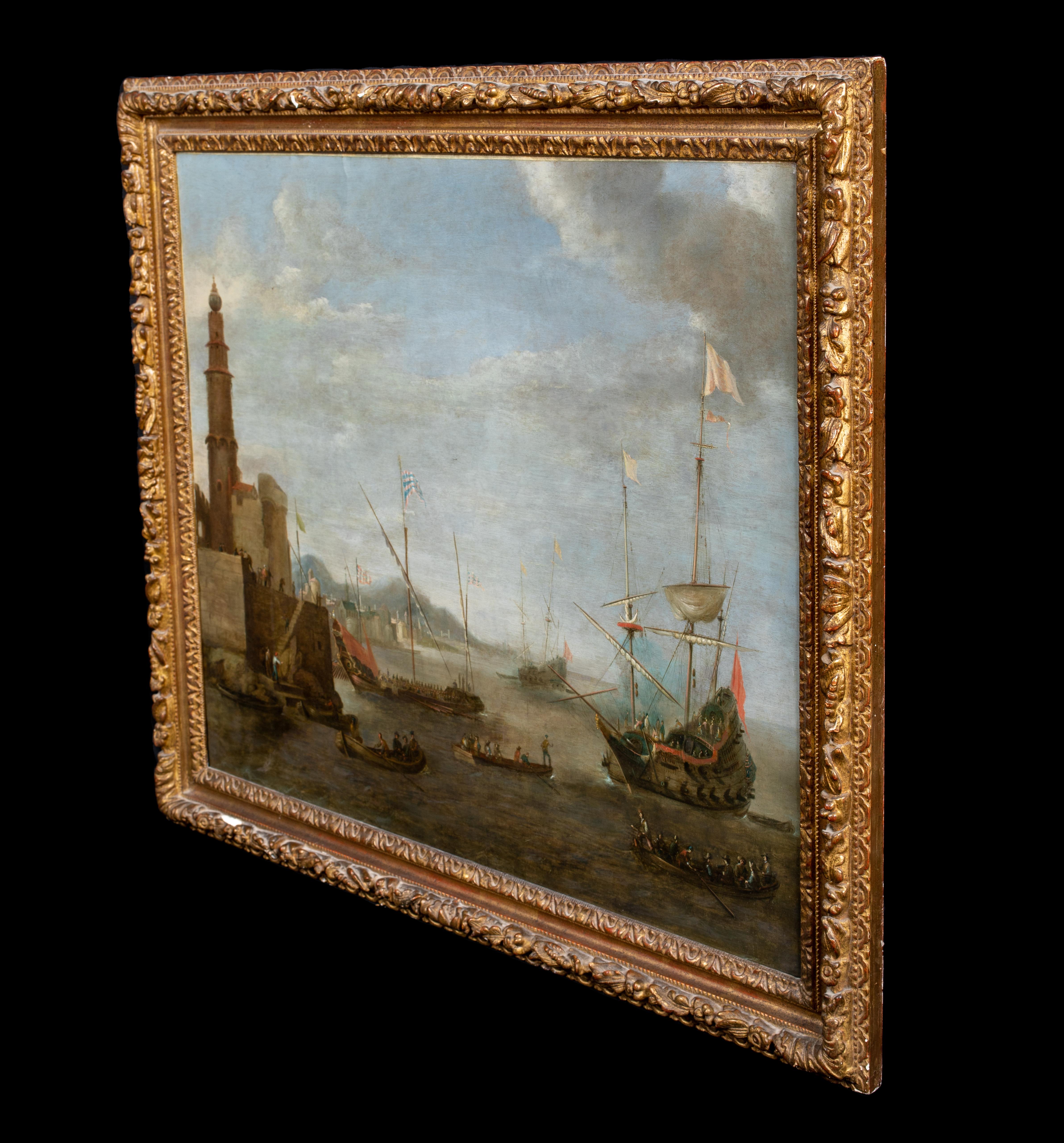 The Dutch Navy Off A Turkish Ottoman Trade Post, 17th Century For Sale 6