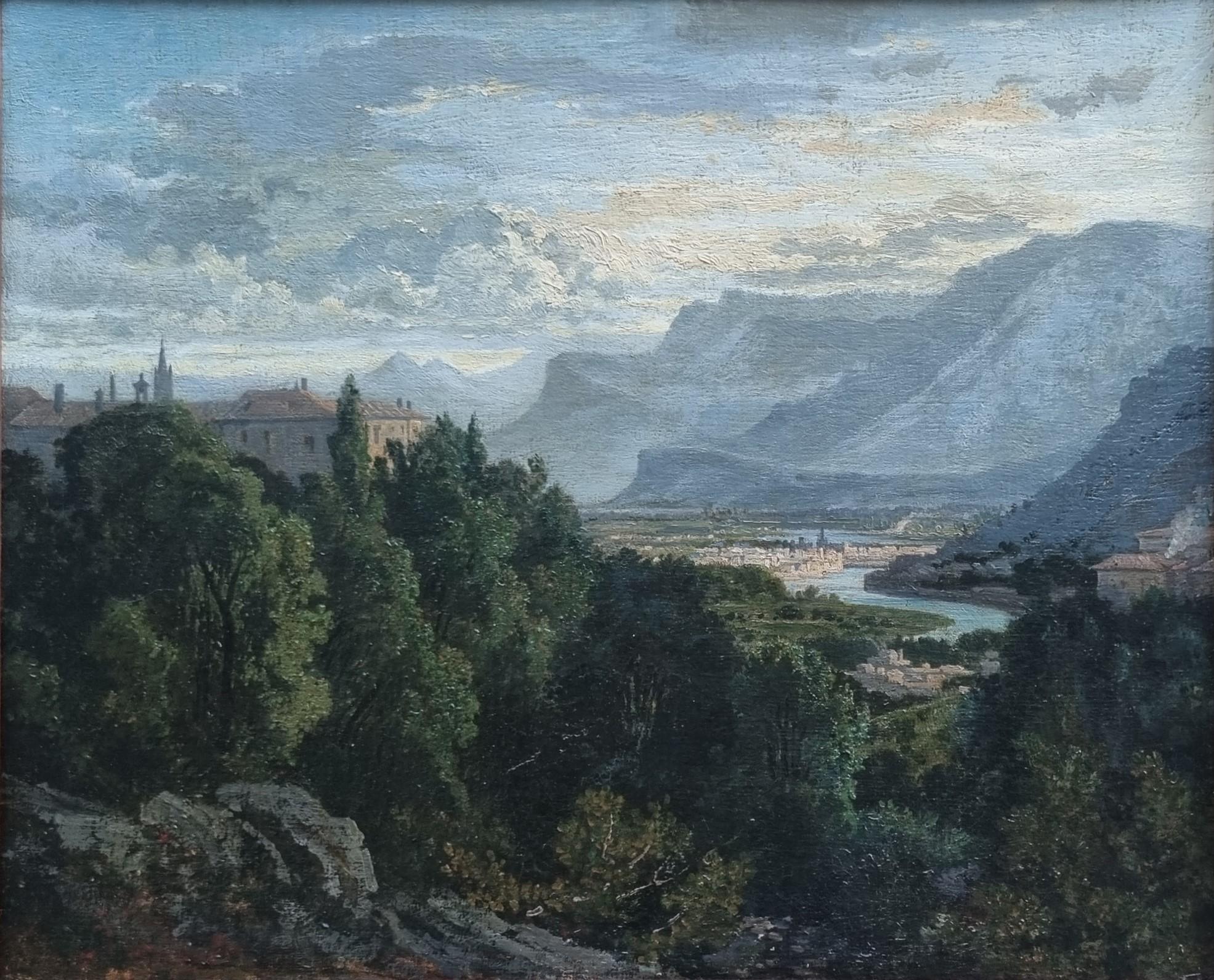 Bonaventure LAURENS Quadro di paesaggio Veduta di Grenoble  dal francese di montagna XIX in vendita 2