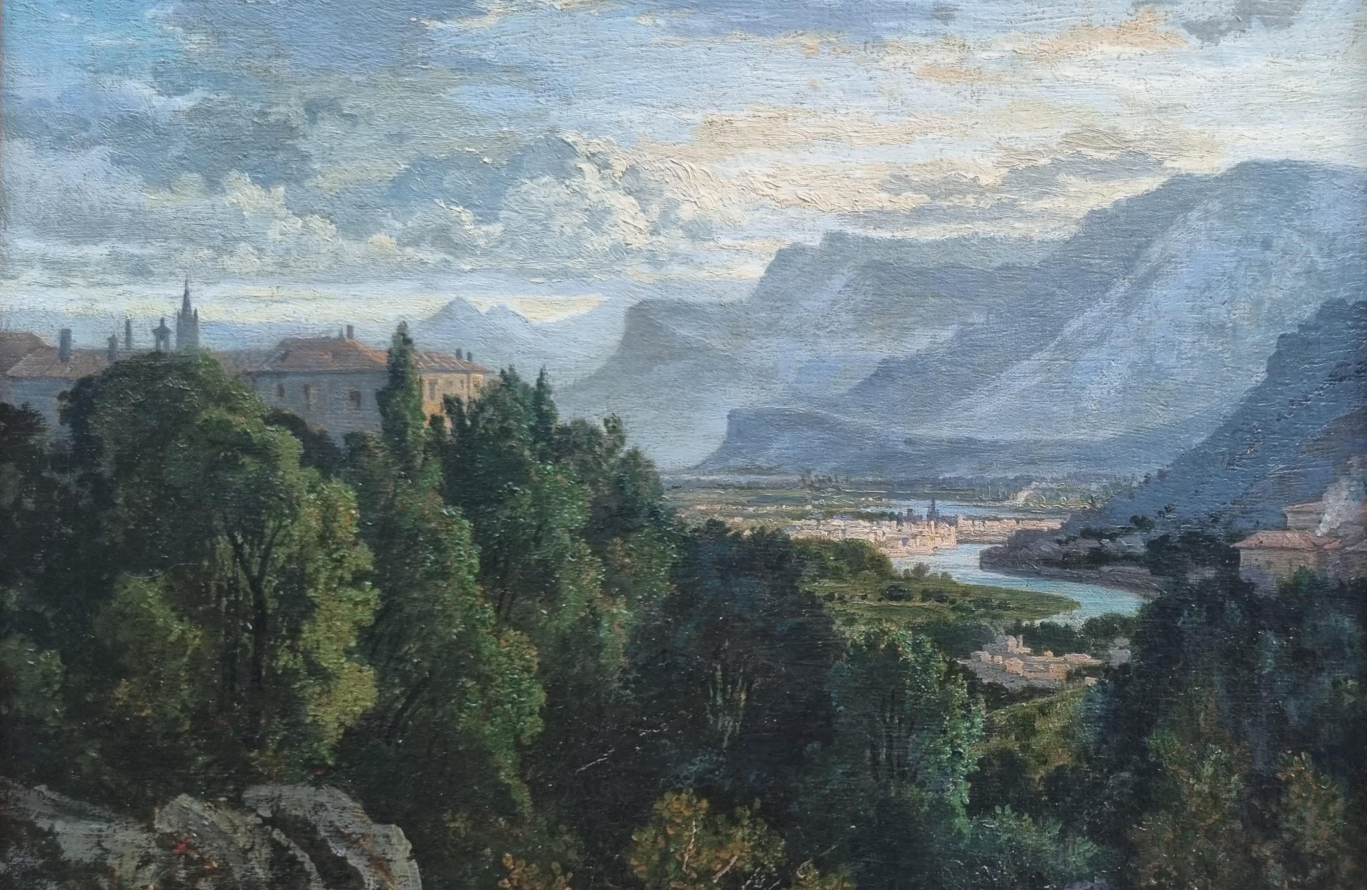 Bonaventure LAURENS Quadro di paesaggio Veduta di Grenoble  dal francese di montagna XIX in vendita 3