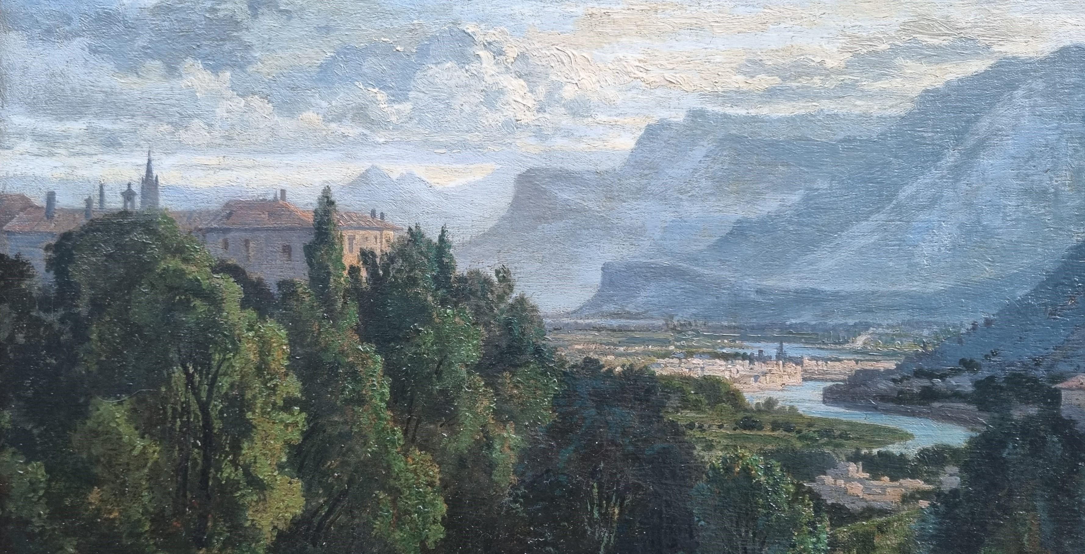 Bonaventure LAURENS Quadro di paesaggio Veduta di Grenoble  dal francese di montagna XIX in vendita 4