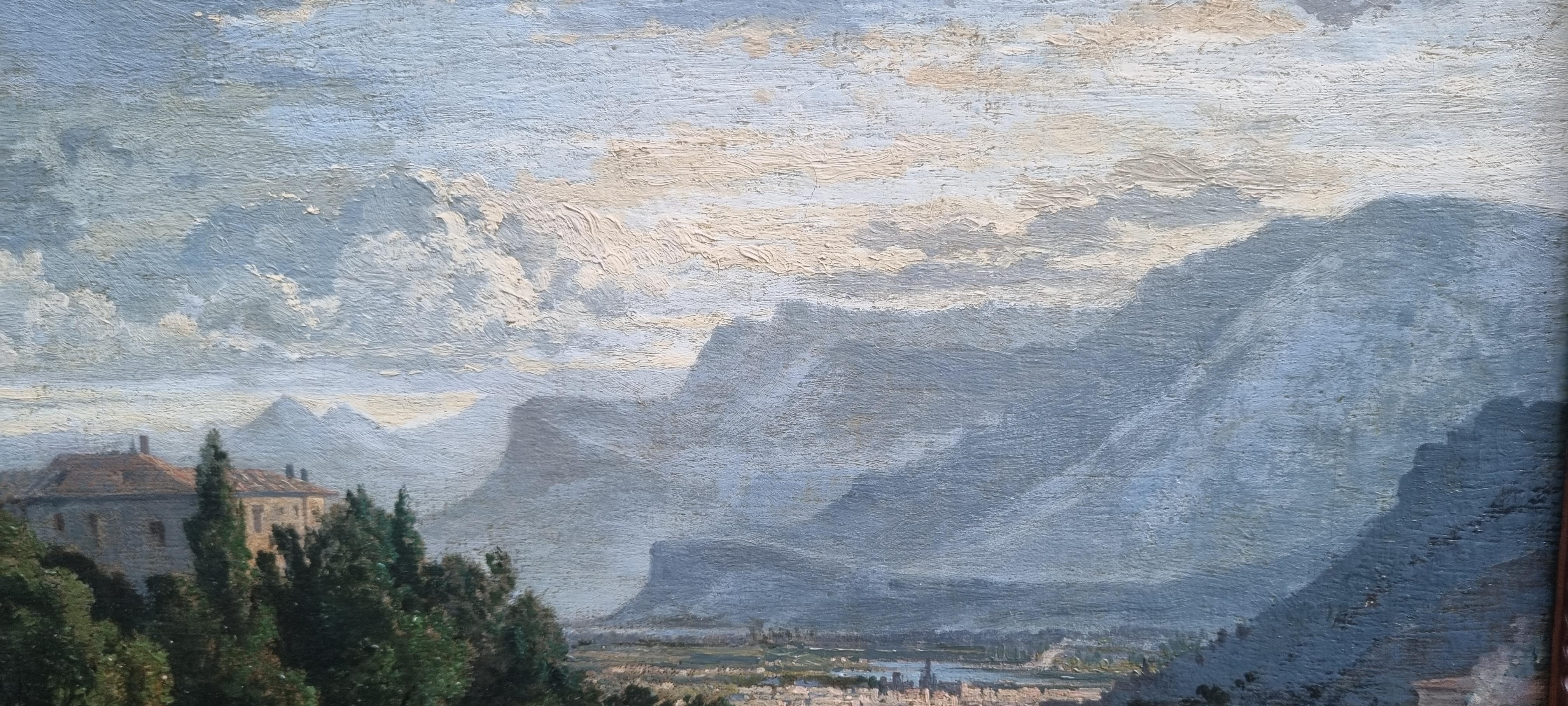 Bonaventure LAURENS Quadro di paesaggio Veduta di Grenoble  dal francese di montagna XIX in vendita 6
