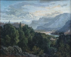 Buenaventura LAURENS Pintura de paisaje Vista GRENOBLE  del francés de montaña XIX