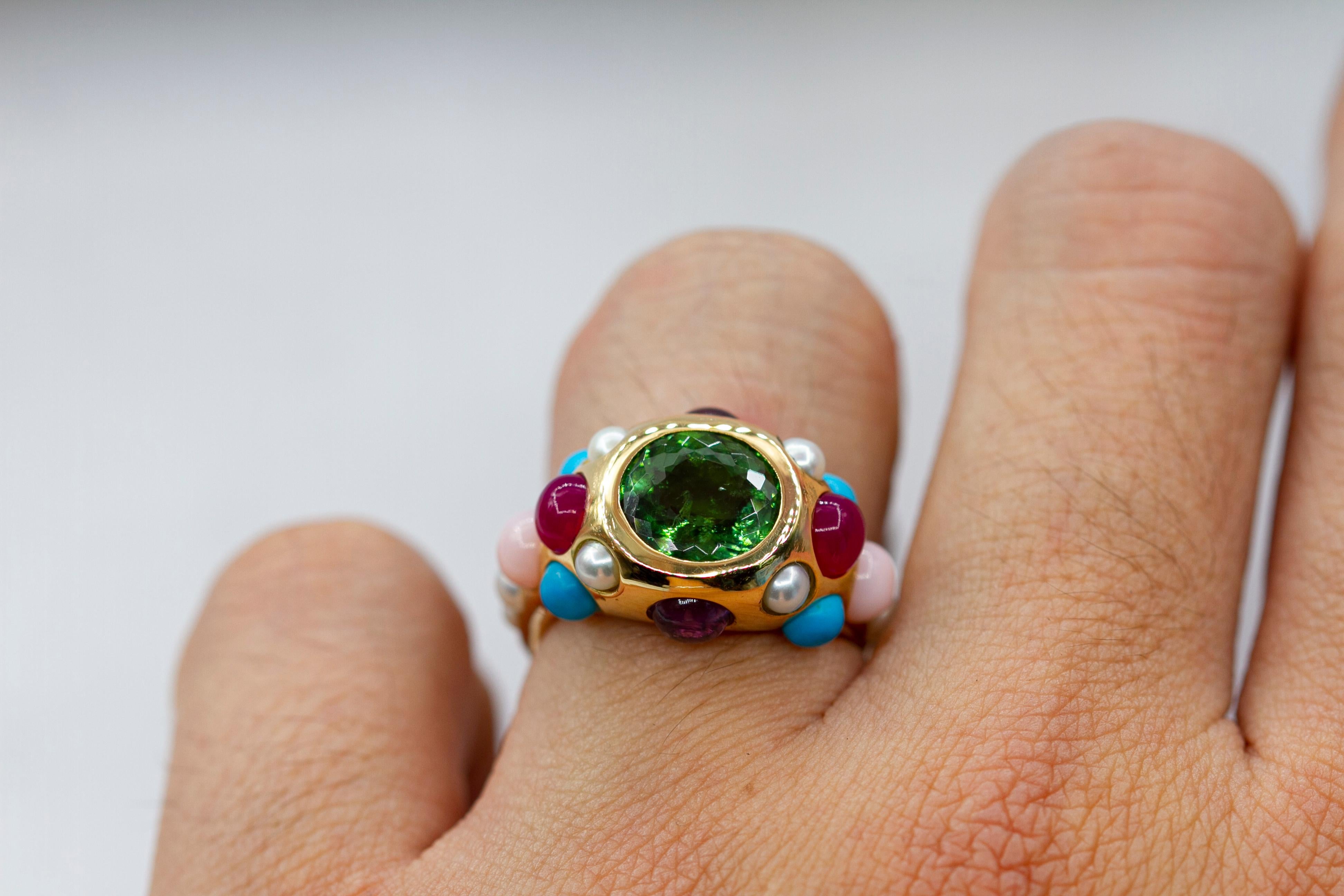 Bague Bonbon Multicolore de Binliang Alexander Peng - Multi Gems or 18 carats Unisexe en vente