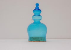 Bonbonera o caja de caramelos de cristal artístico soplado a mano, obra de Bertil Vallien, Kosta (Suecia).