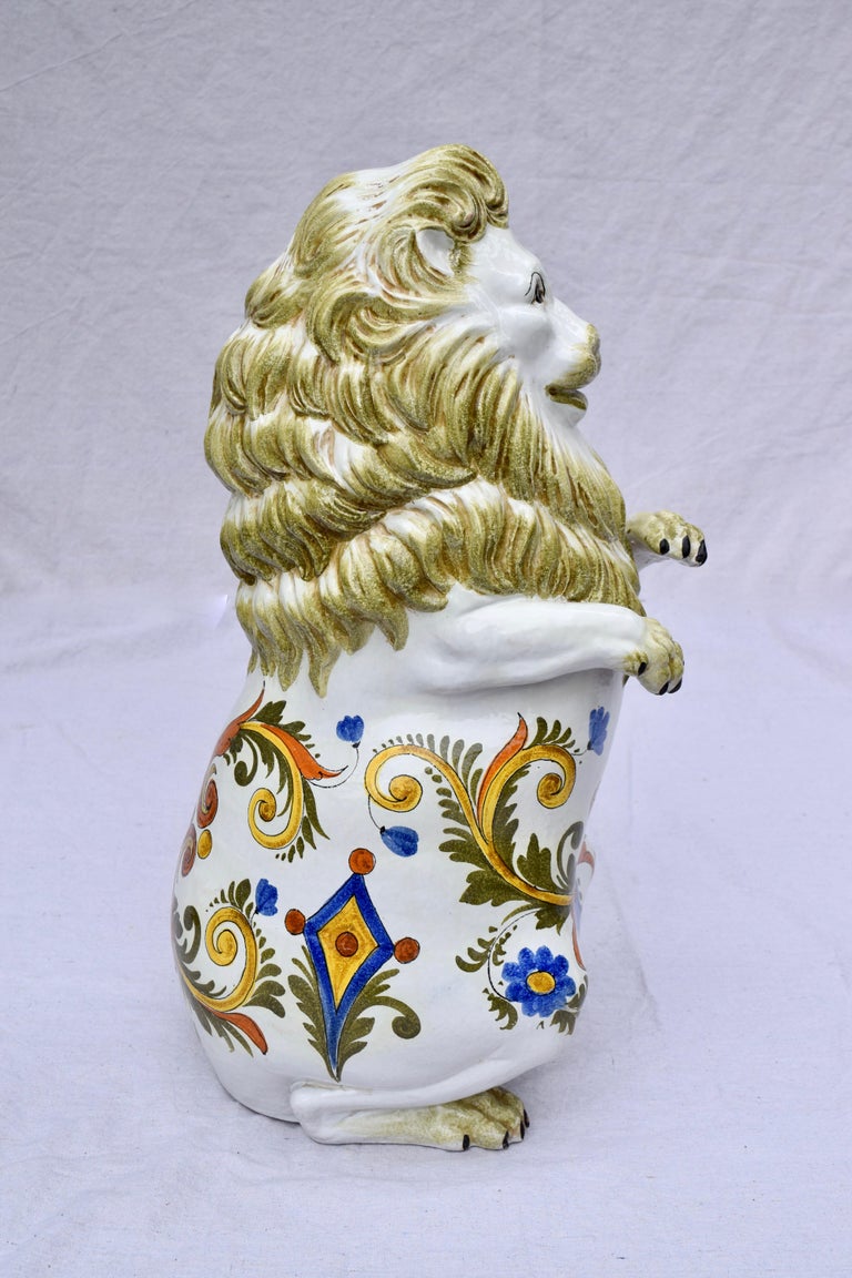 Bonci Siena Italian Pottery Lion, Monumental Animal Sculpture at 1stDibs