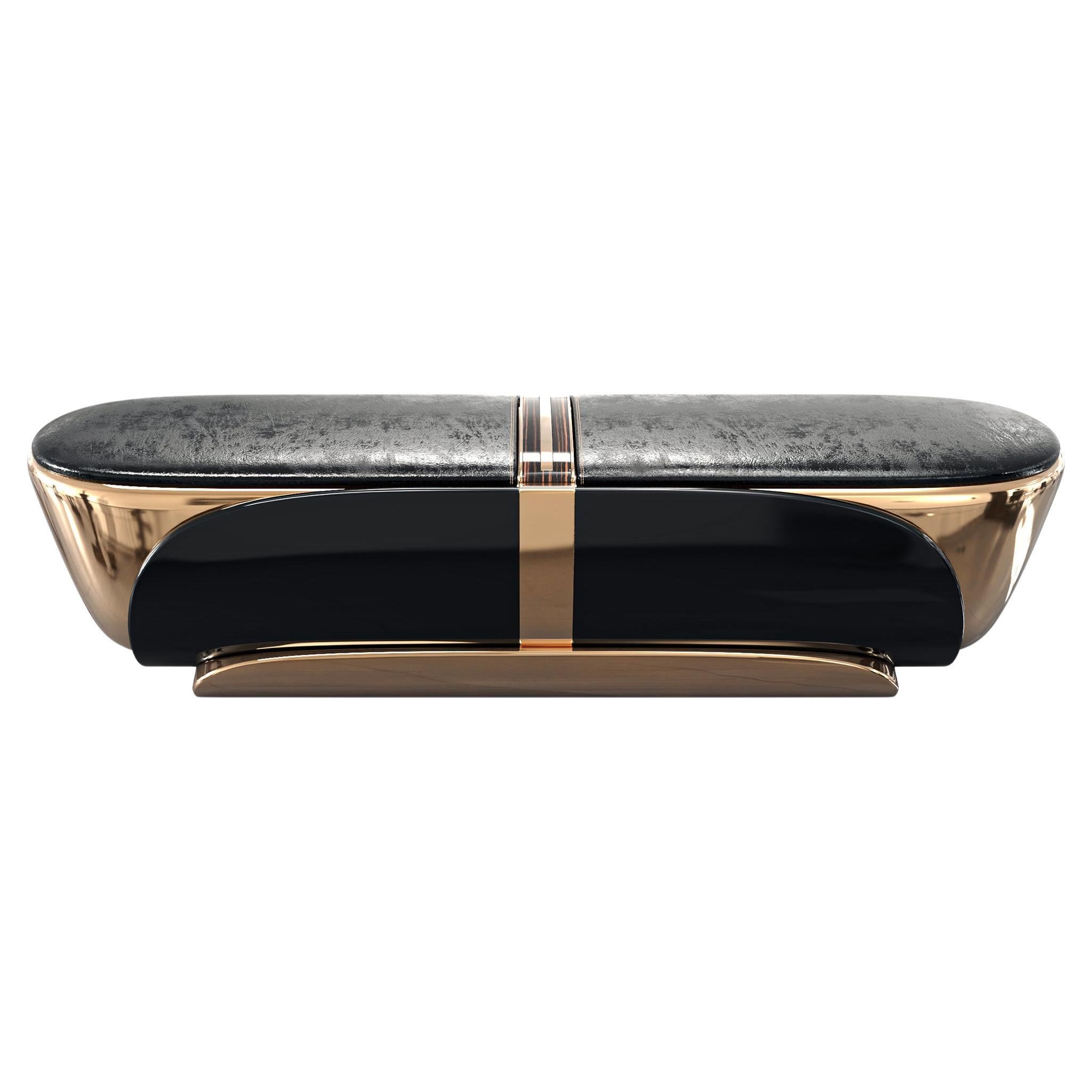 "Bond" Bench with Bronze and Stainless Steel, Handmade, Istanbul