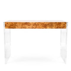 Schreibtisch aus Bond-Maserholz und Lucite