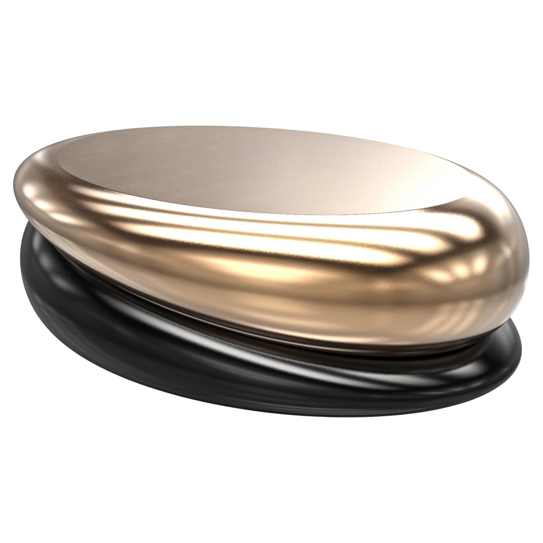 Tavolino da caffè "Bond" con bronzo, acciaio inossidabile, fatto a mano, Istanbul