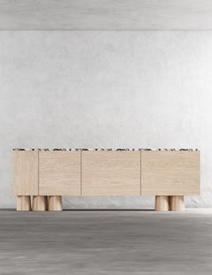 BOND CREDENZA - Modern design with Nude Cathedral Oak + Palladio Moro Terrazzo