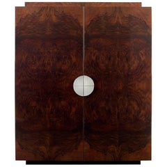 Bond Drinks Cabinet, High Gloss Burr Walnut Veneer with Maple Interior