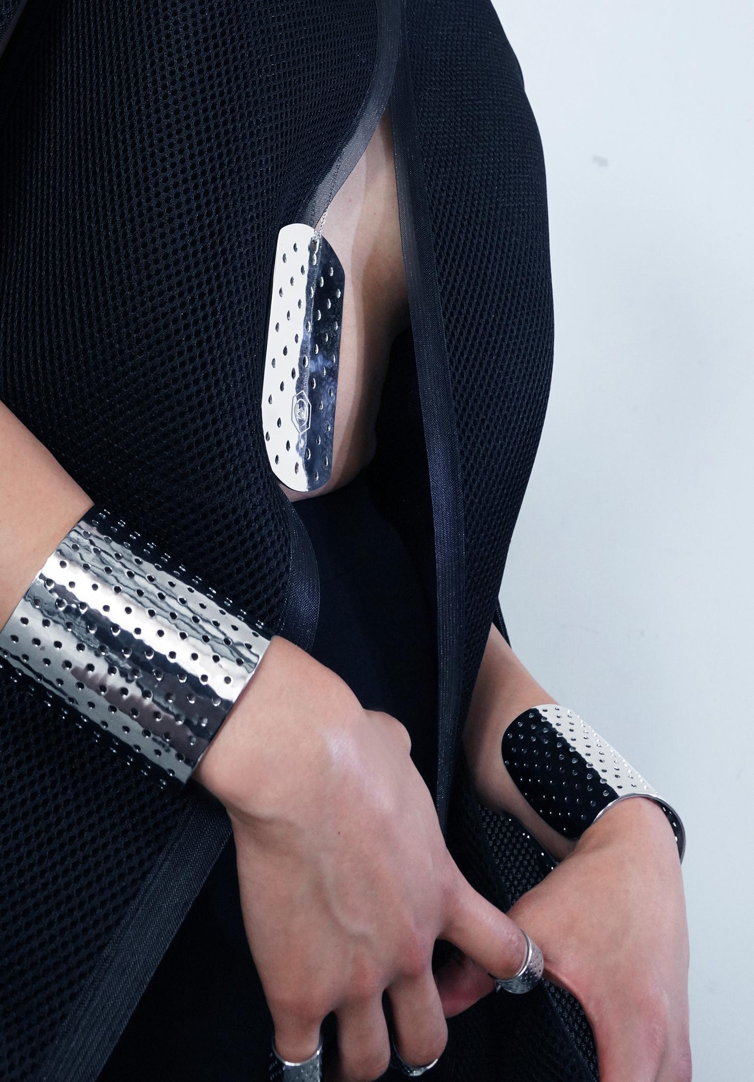 Contemporary BOND Hardware Perforated Cuff Bracelet For Sale