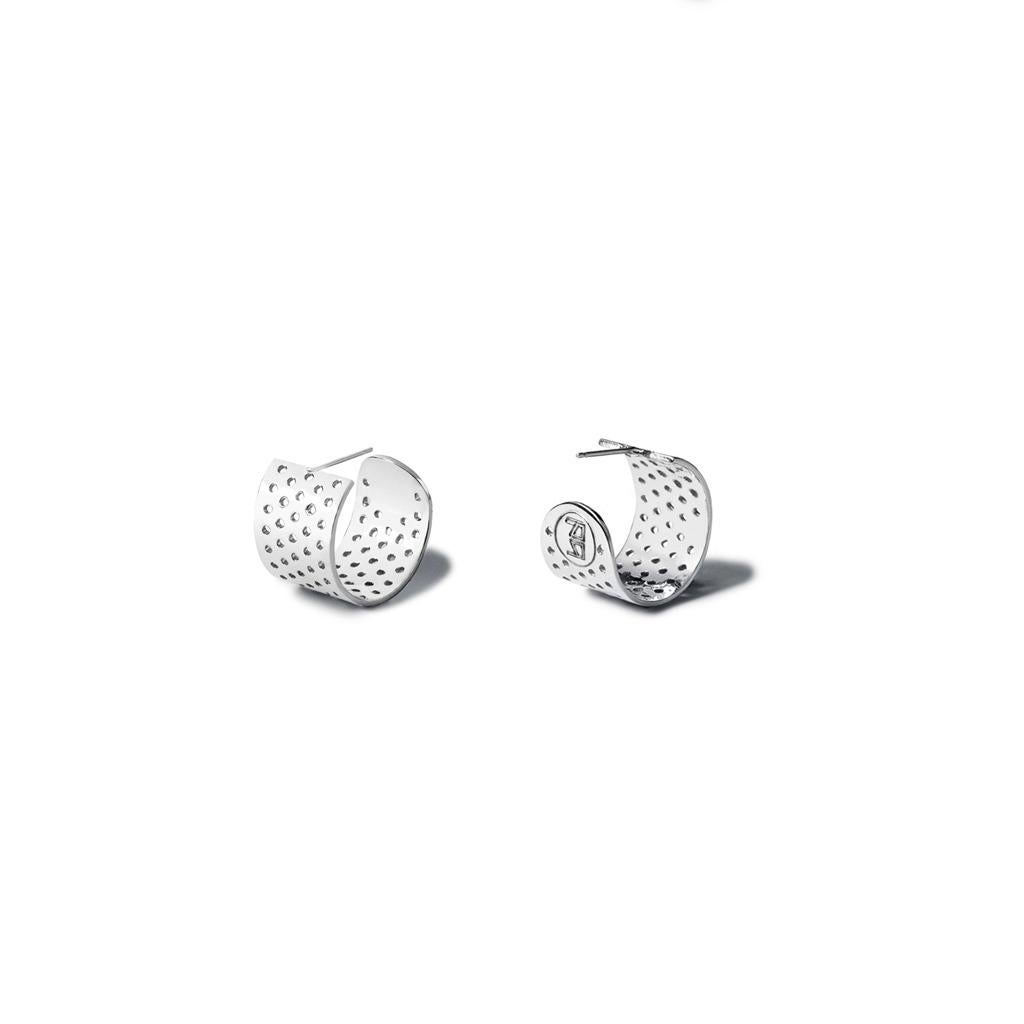 Contemporary Bond Hardware Perforated Hoop Earrings 'Exclusive' For Sale