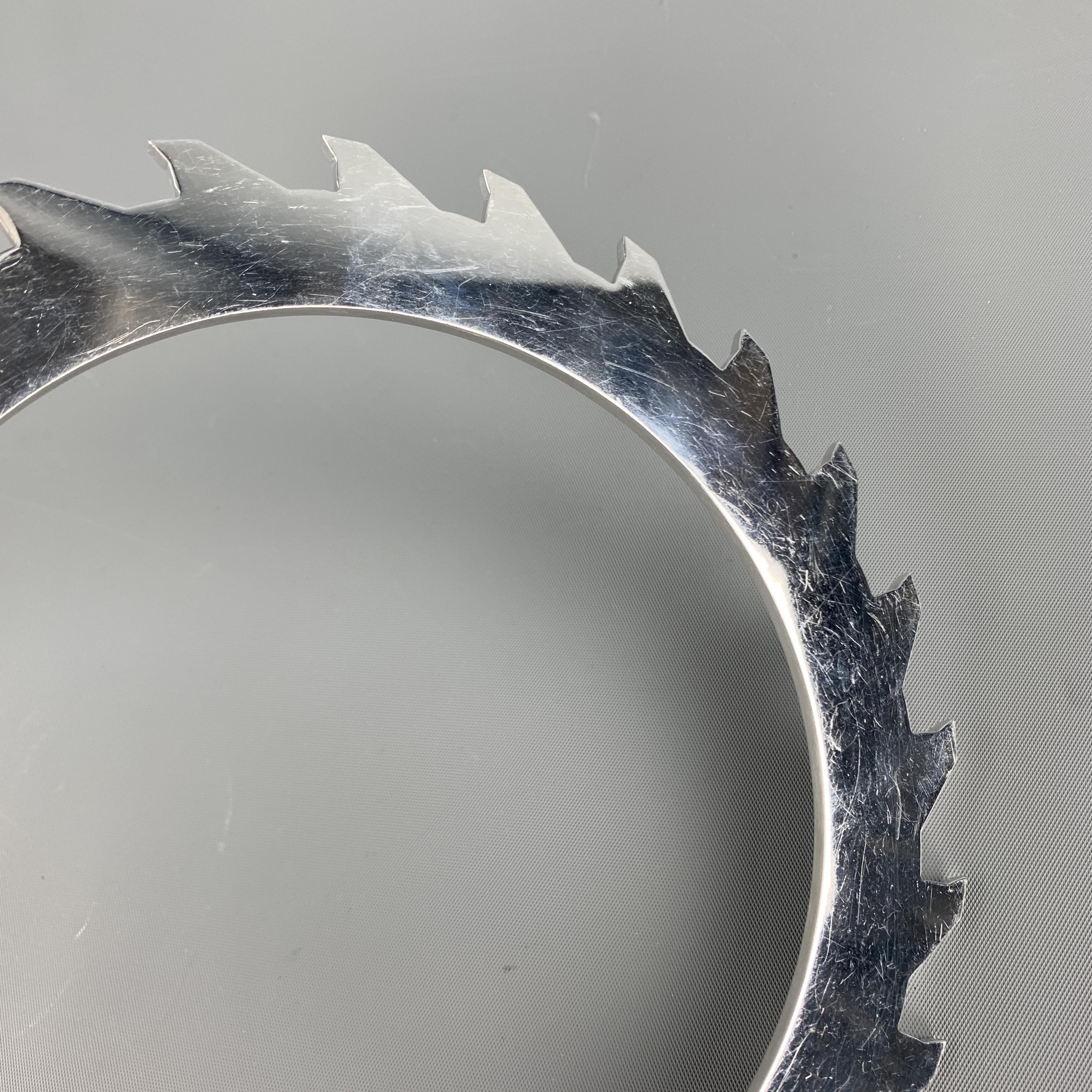 Women's or Men's BOND HARDWARE Silver Tone Aluminum Medium Buzzsaw Choker Necklace