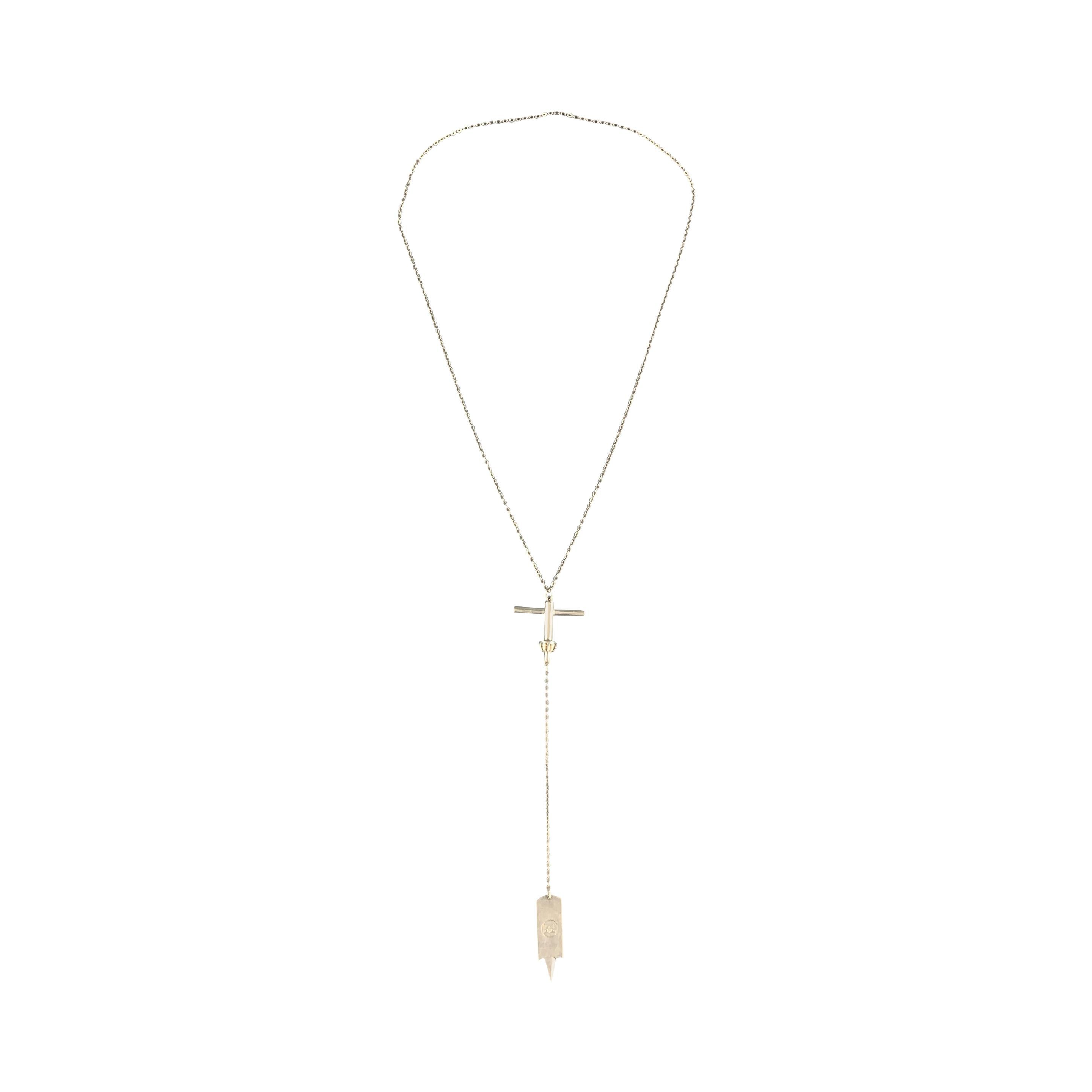 BOND HARDWARE Silver Tone Drill Bit Rosary Necklace at 1stDibs drill bit necklace, drill bit