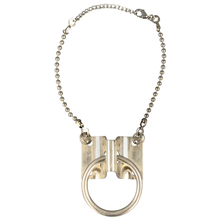 BOND HARDWARE Silver Tone Original Hinge Necktie Ball Necklace at 1stDibs