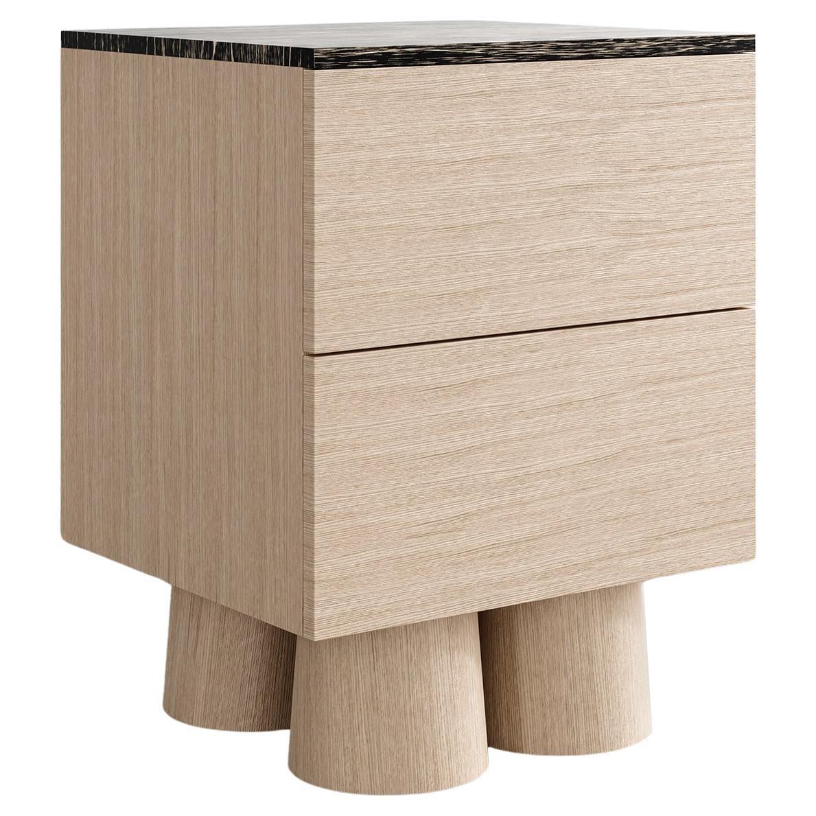 BOND NIGHTSTAND - Modern design with Nude Rift Recon + Exotic Black White Groove For Sale