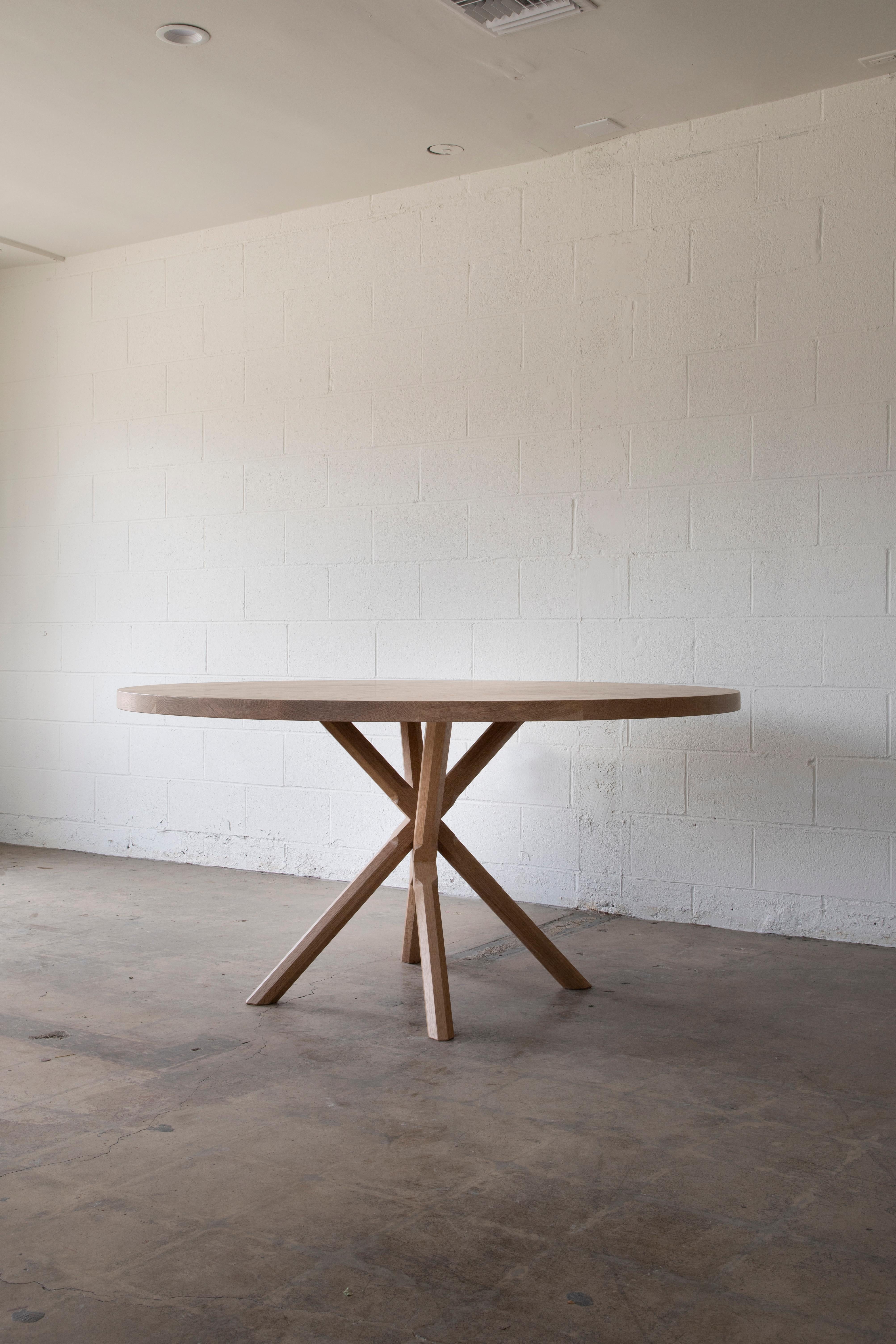 Modern Bond Round Dining Table, Solid Oak by Lynnea Jean For Sale