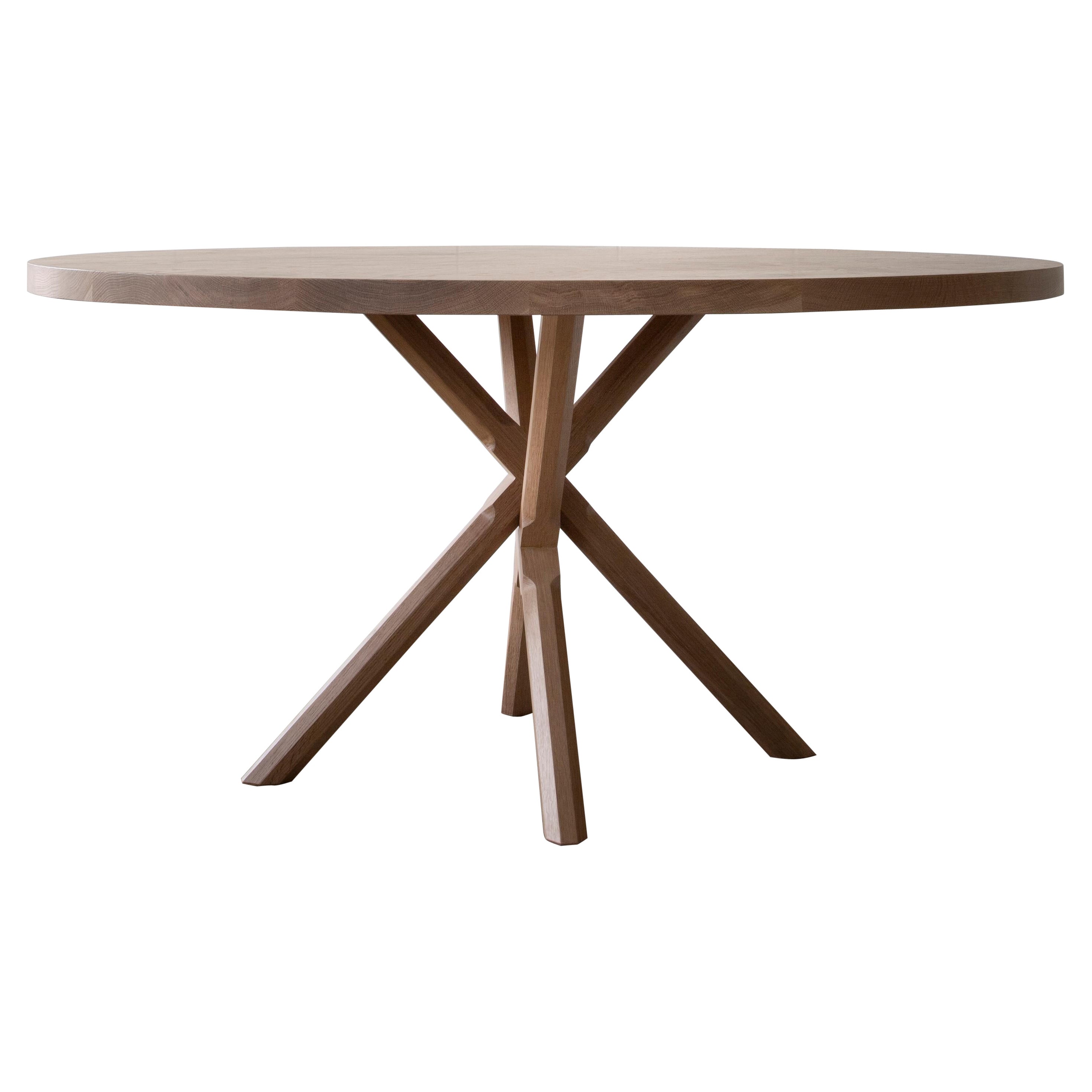 Bond Round Dining Table, Solid Oak by Lynnea Jean For Sale