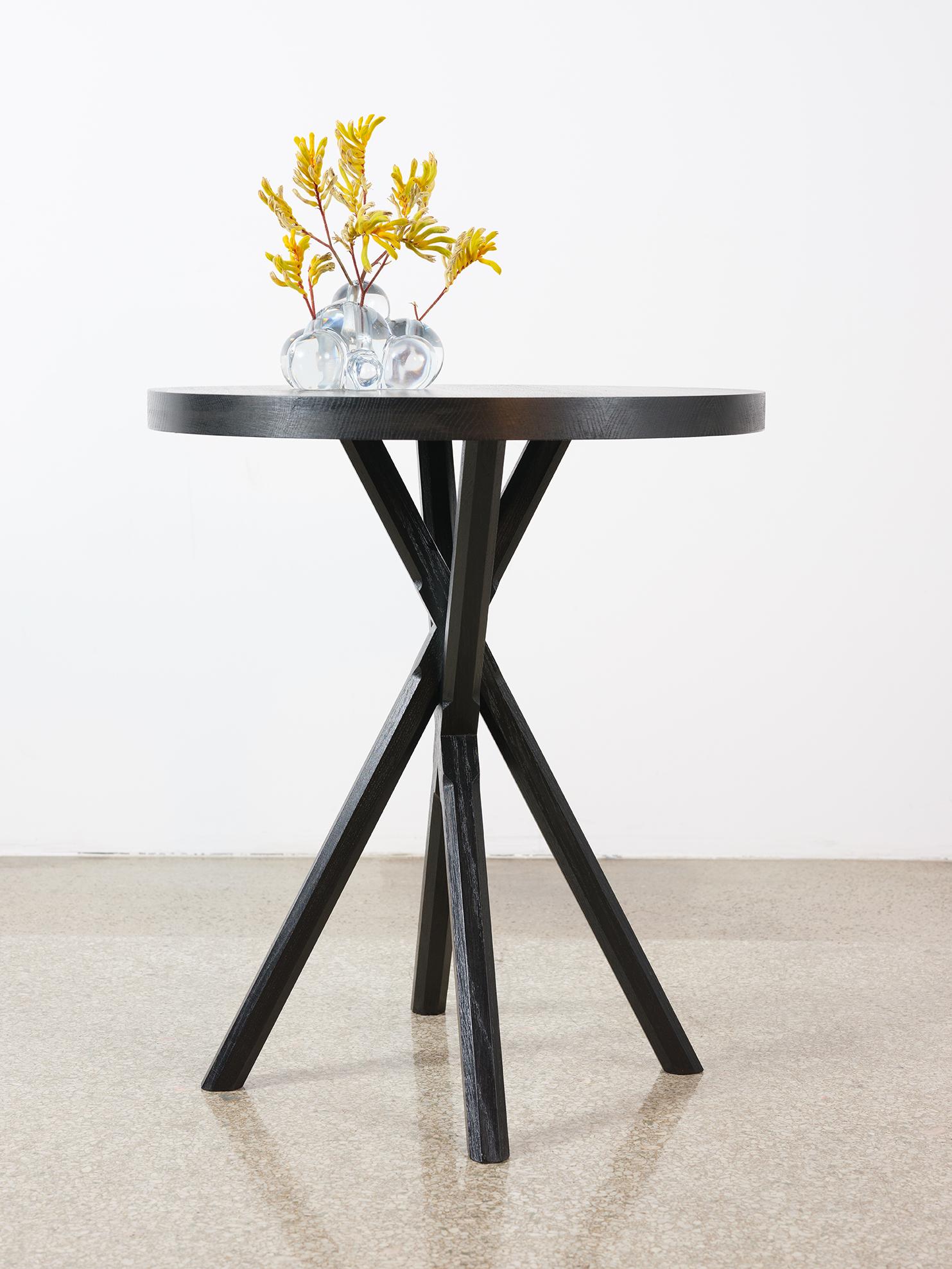 Modern Bond Side Table - Solid ebonized oak by Lynnea Jean For Sale