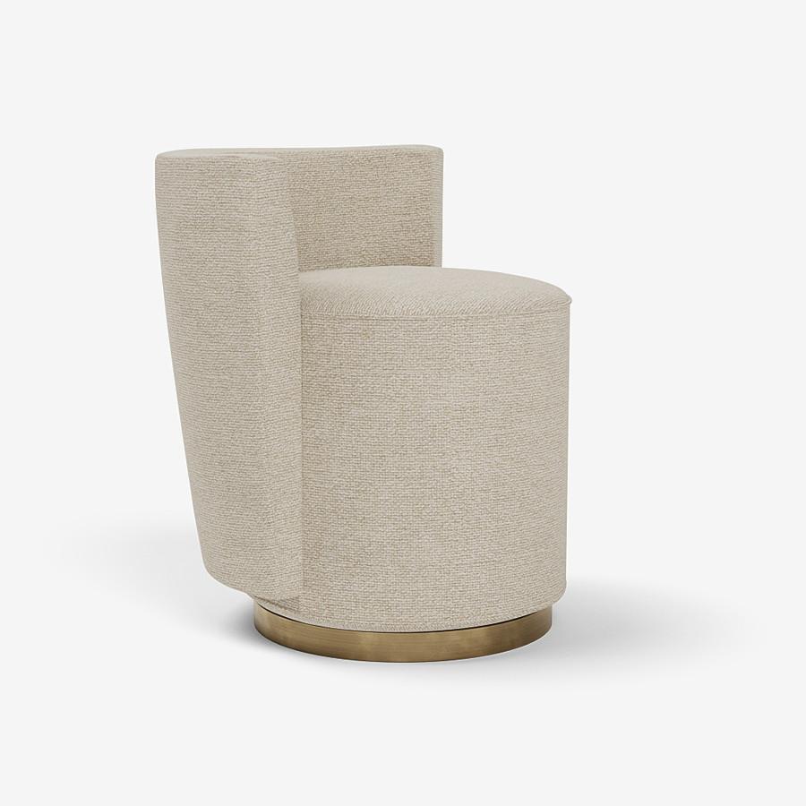 This Bond Street Stool by Yabu Pushelberg is upholstered in Sumach Street twisted yarn & chenille. Sumach Street comes in 6 colorways from Begium with a composition of 52% cotton, 22% viscose, 14% acrylic, 6% linen, 3% polyamide, and 3% polyester, a