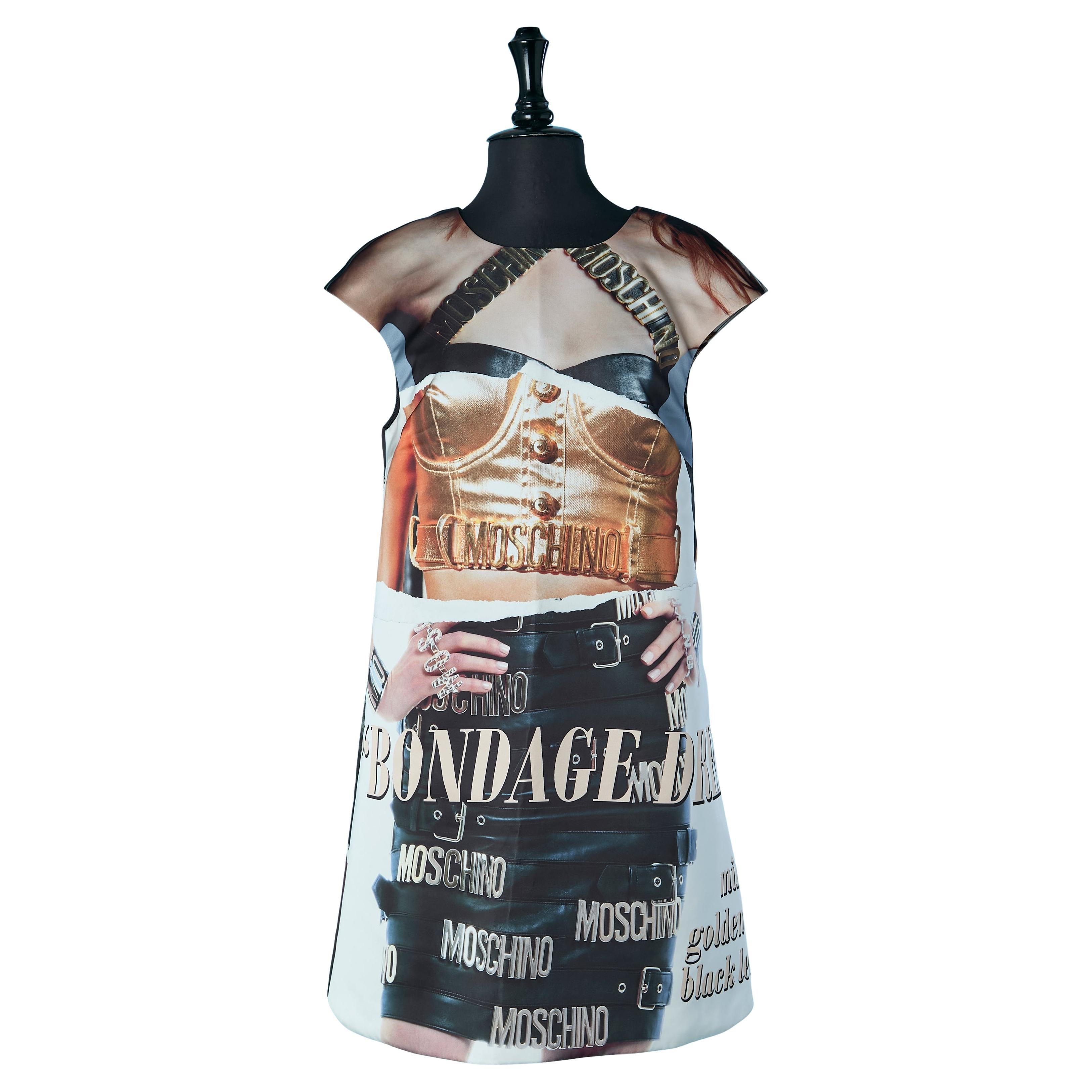 "Bondage" printed cocktail dress MOSCHINO COUTURE New with tag en vente
