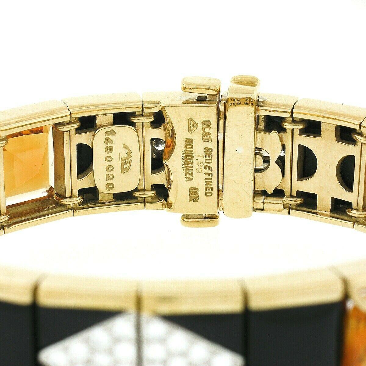 Bondanza Bracelet à larges maillons en or 18 carats, platine, diamants de 1,93 carat, citrine et onyx noir en vente 2
