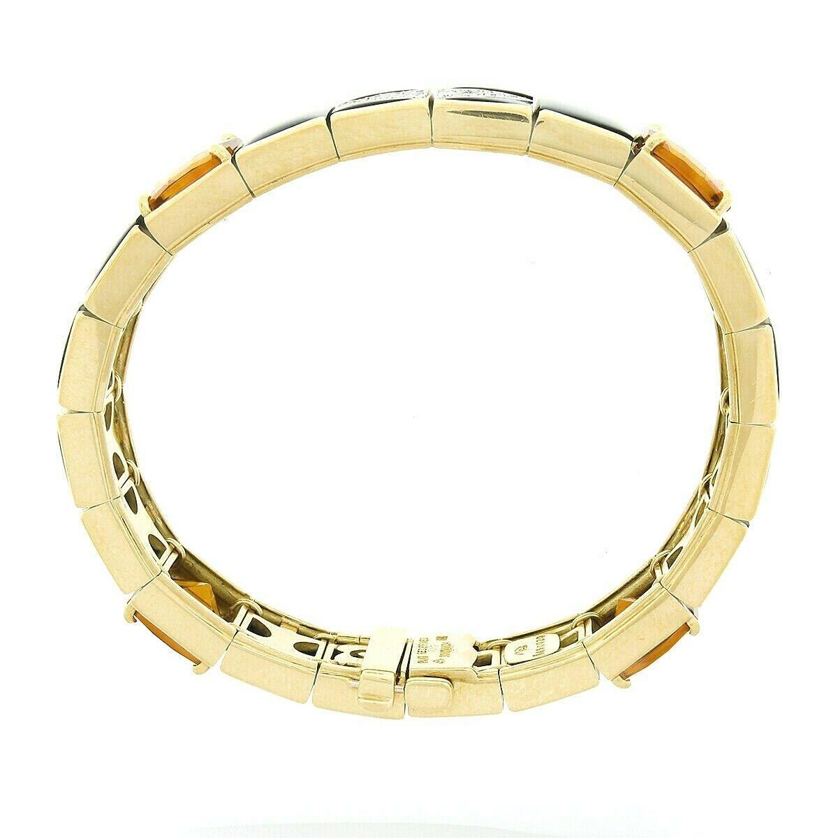 Bondanza Bracelet à larges maillons en or 18 carats, platine, diamants de 1,93 carat, citrine et onyx noir en vente 3