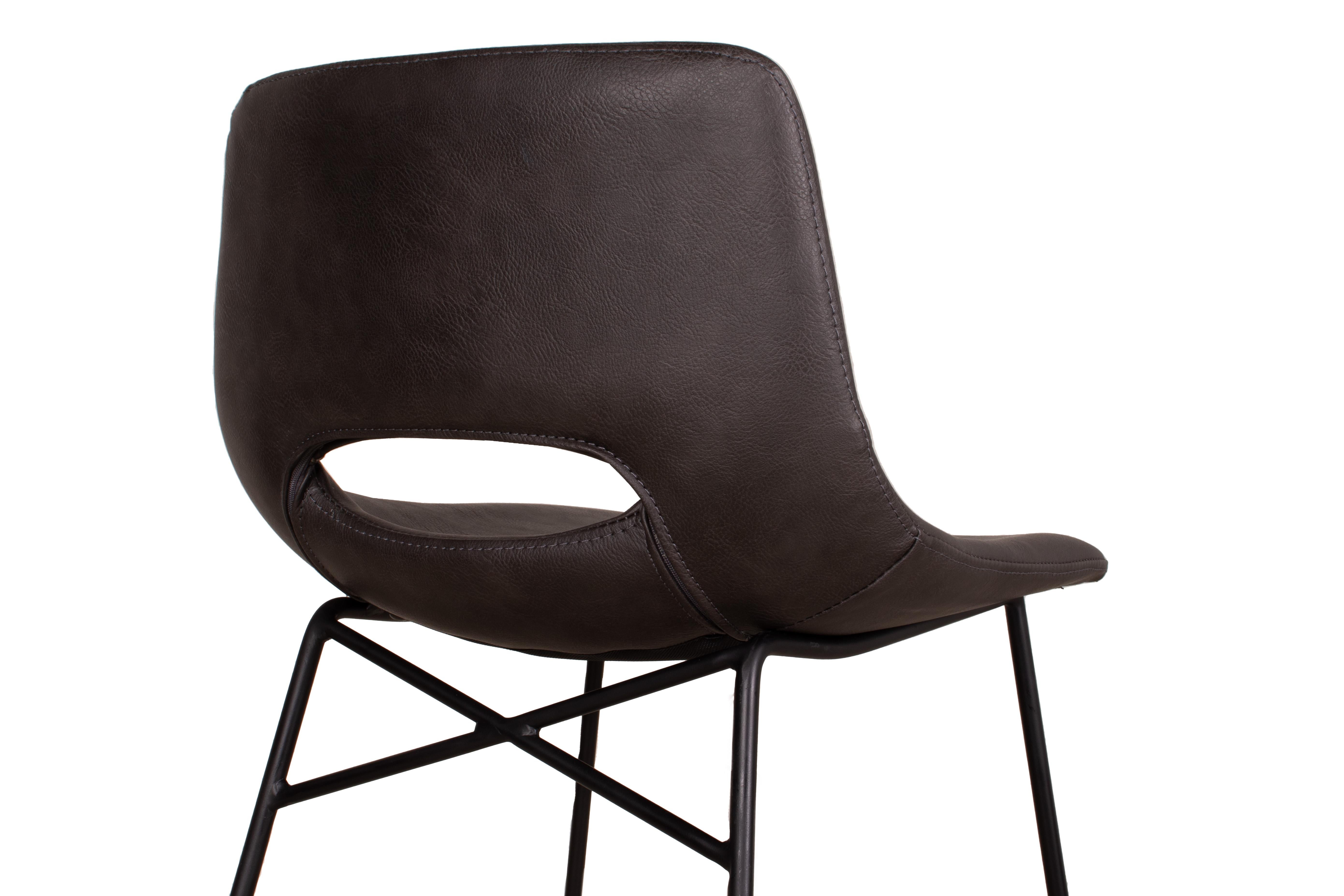 Organic Modern Bonded Leather and Steel Modern Bar Chair