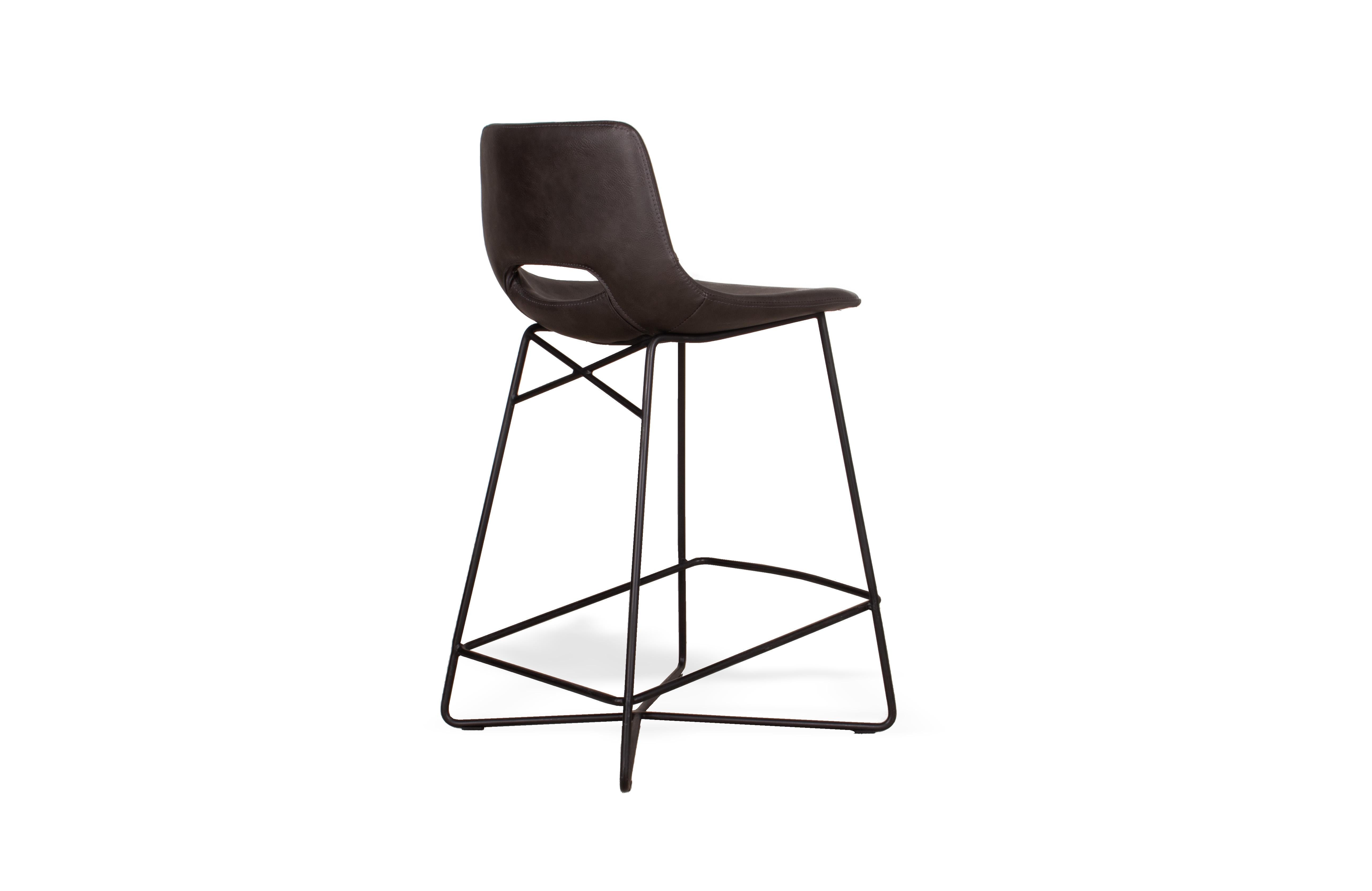 Bonded Leather and Steel Modern Bar Chair 2