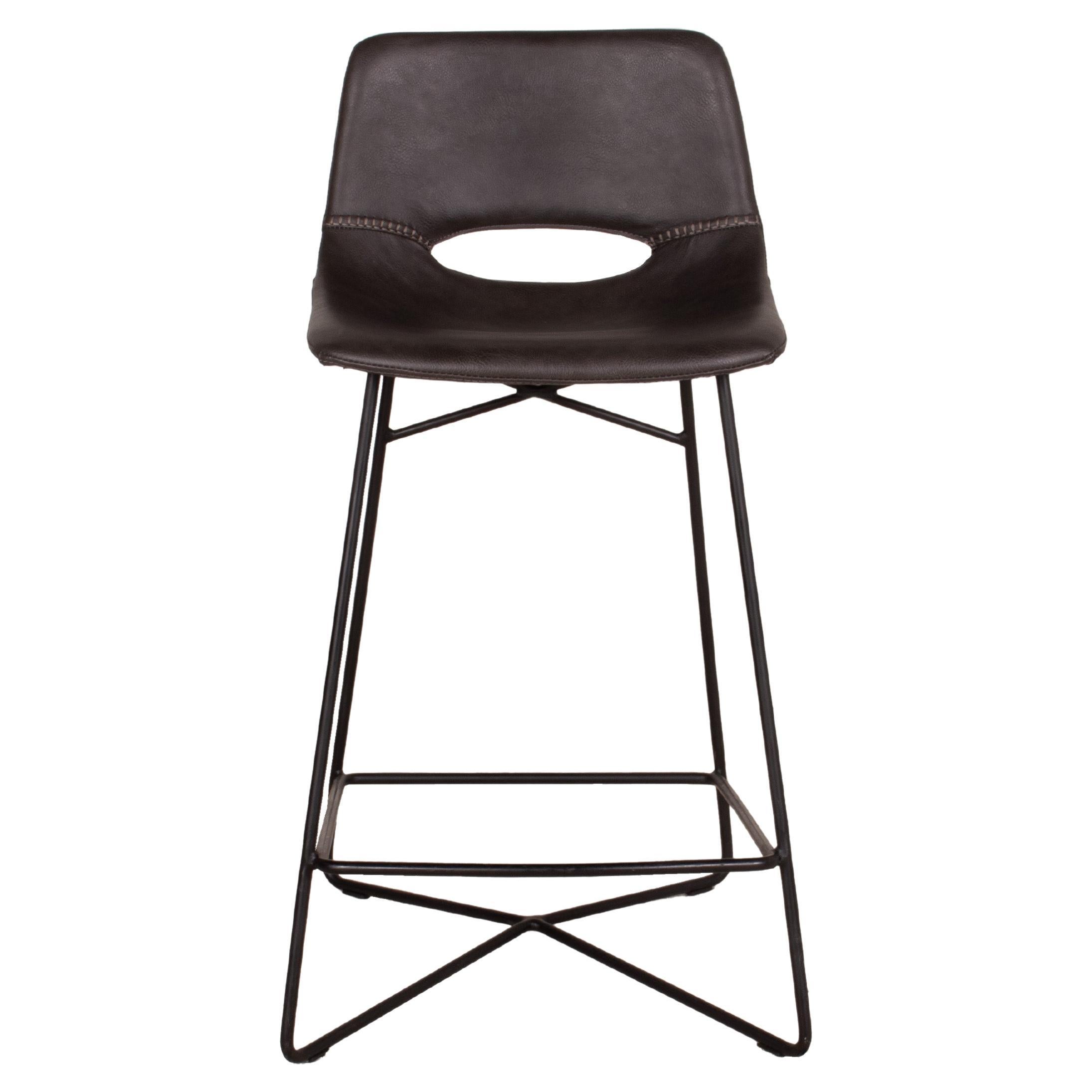 Bonded Leather and Steel Modern Bar Chair
