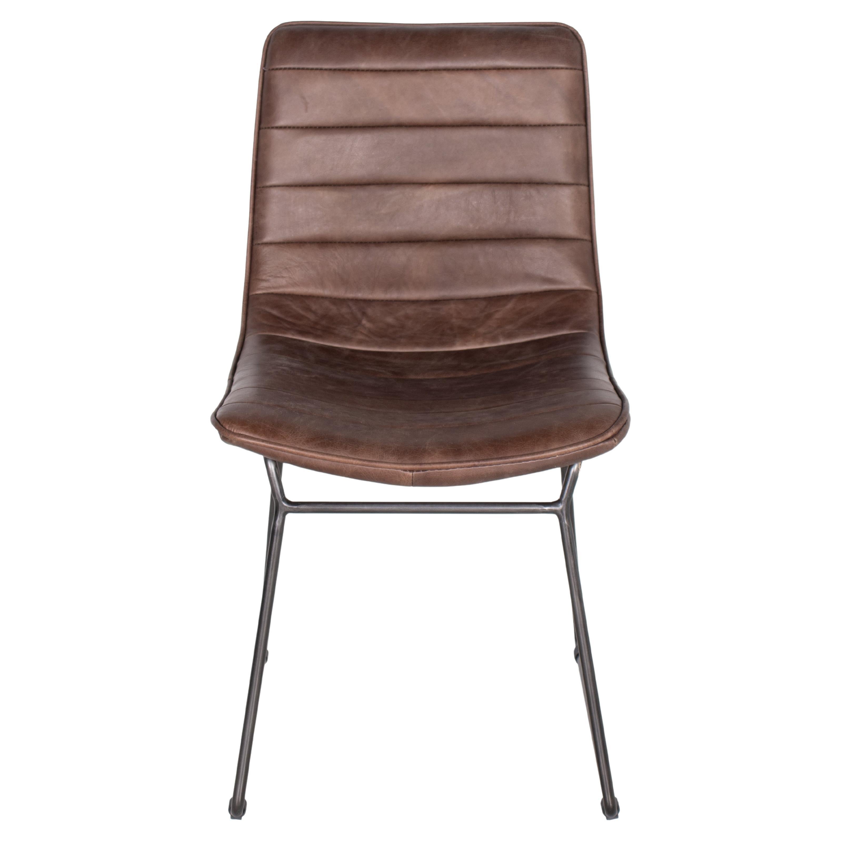 Leather and Steel Sling Dining Chair For Sale at 1stDibs