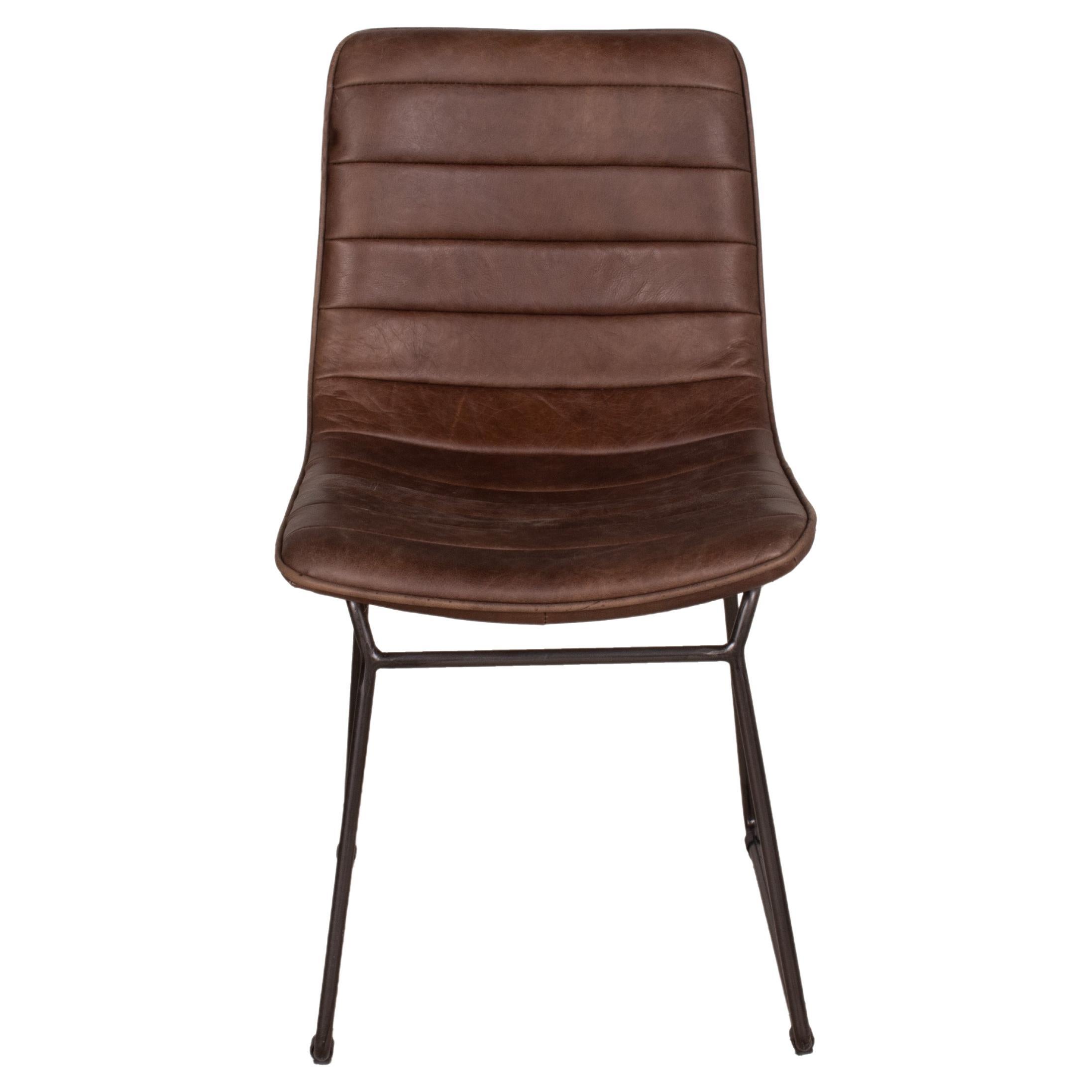 Chaise de salle à manger moderne en cuir et acier 