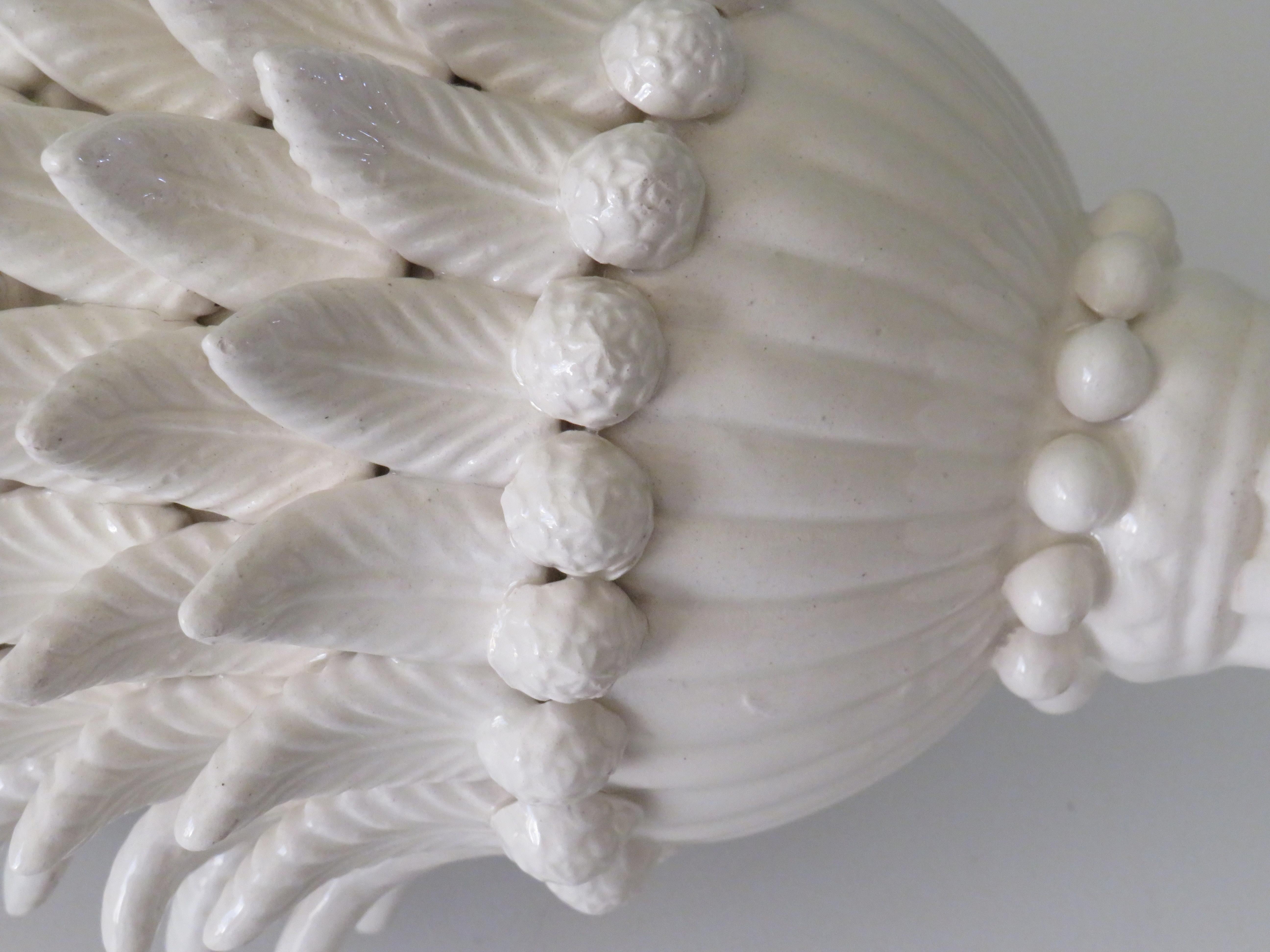 Espagnol Base de lampe Bondia Manises en céramique blanche:: années 1950 Espagne