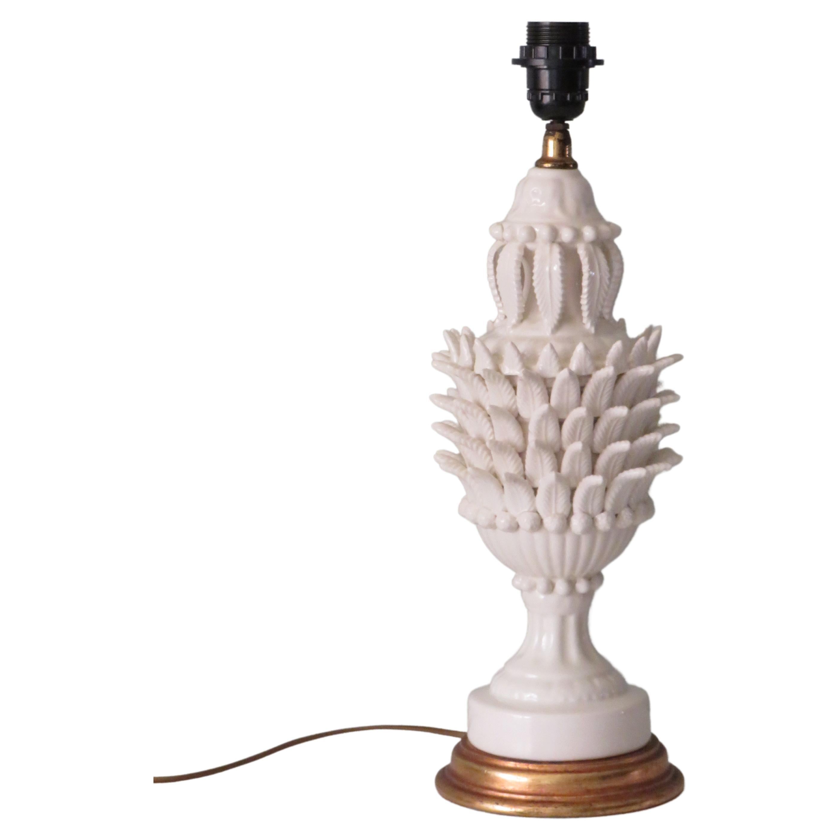 Bondia Manises Lamp Base in White Ceramic, 1950s Spain
