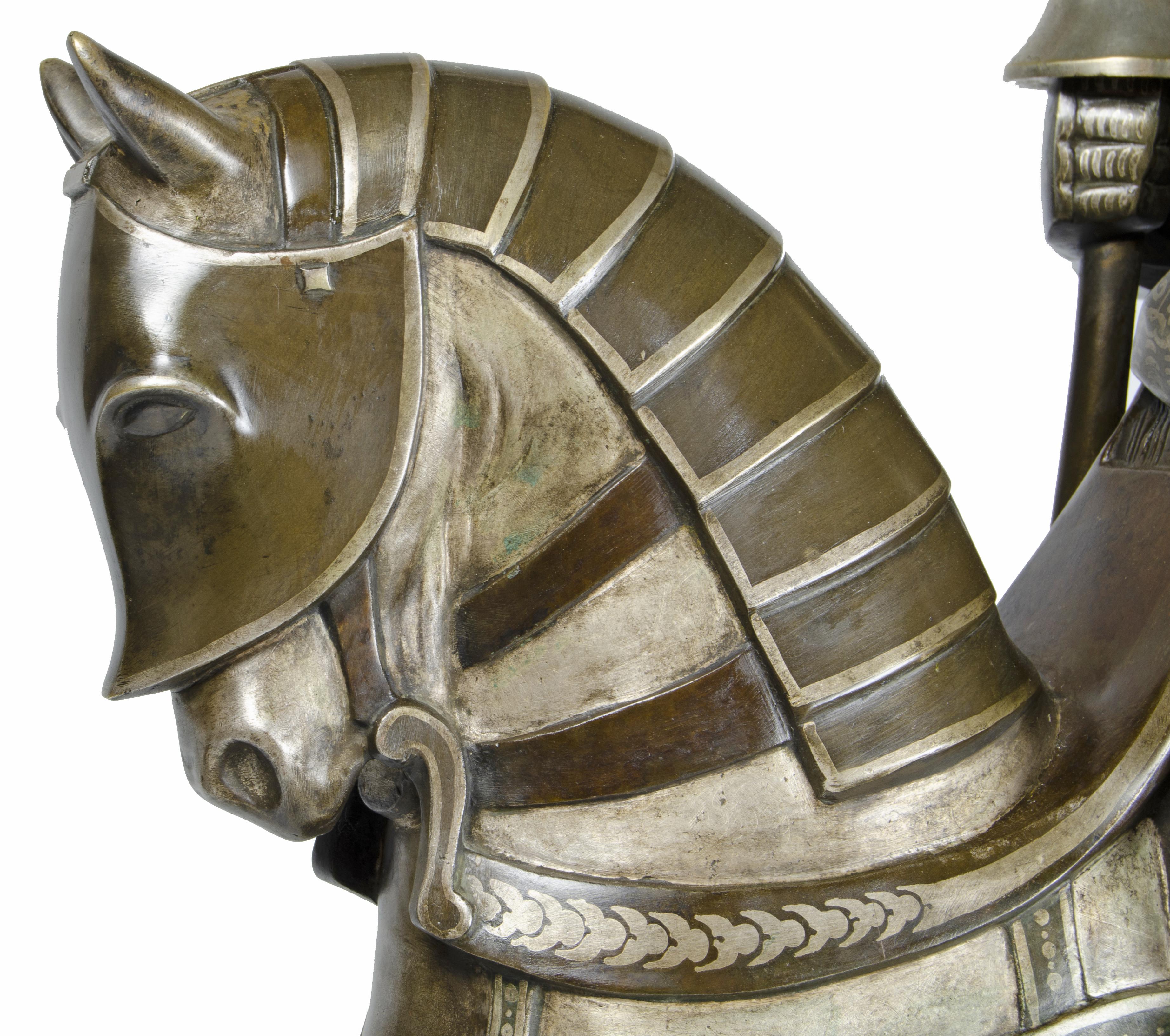Scultura di cavaliere in osso e bronzo con base in marmo di A. Kéléty, Francia in vendita 4
