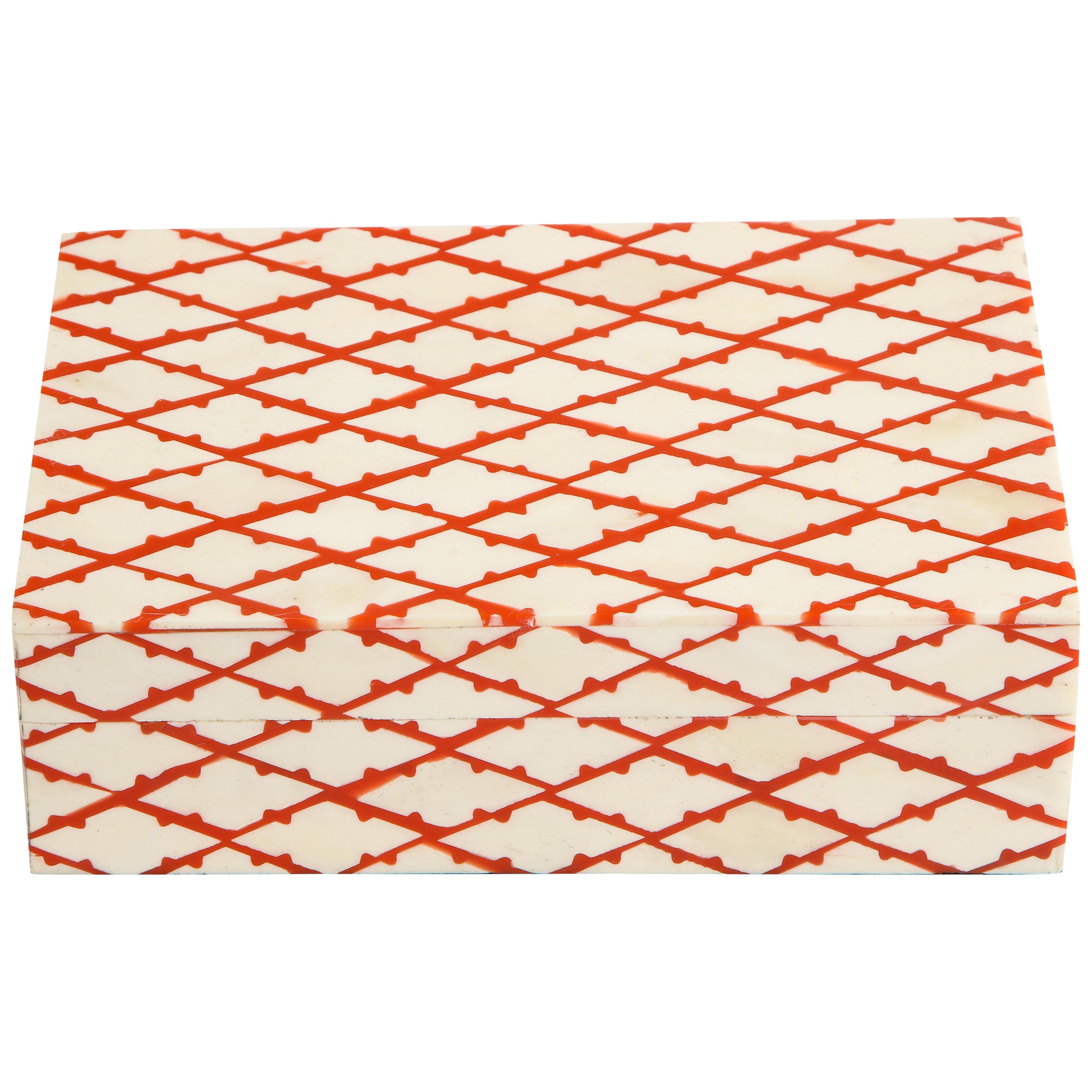 Bone and Coral Trellis Decorative Box